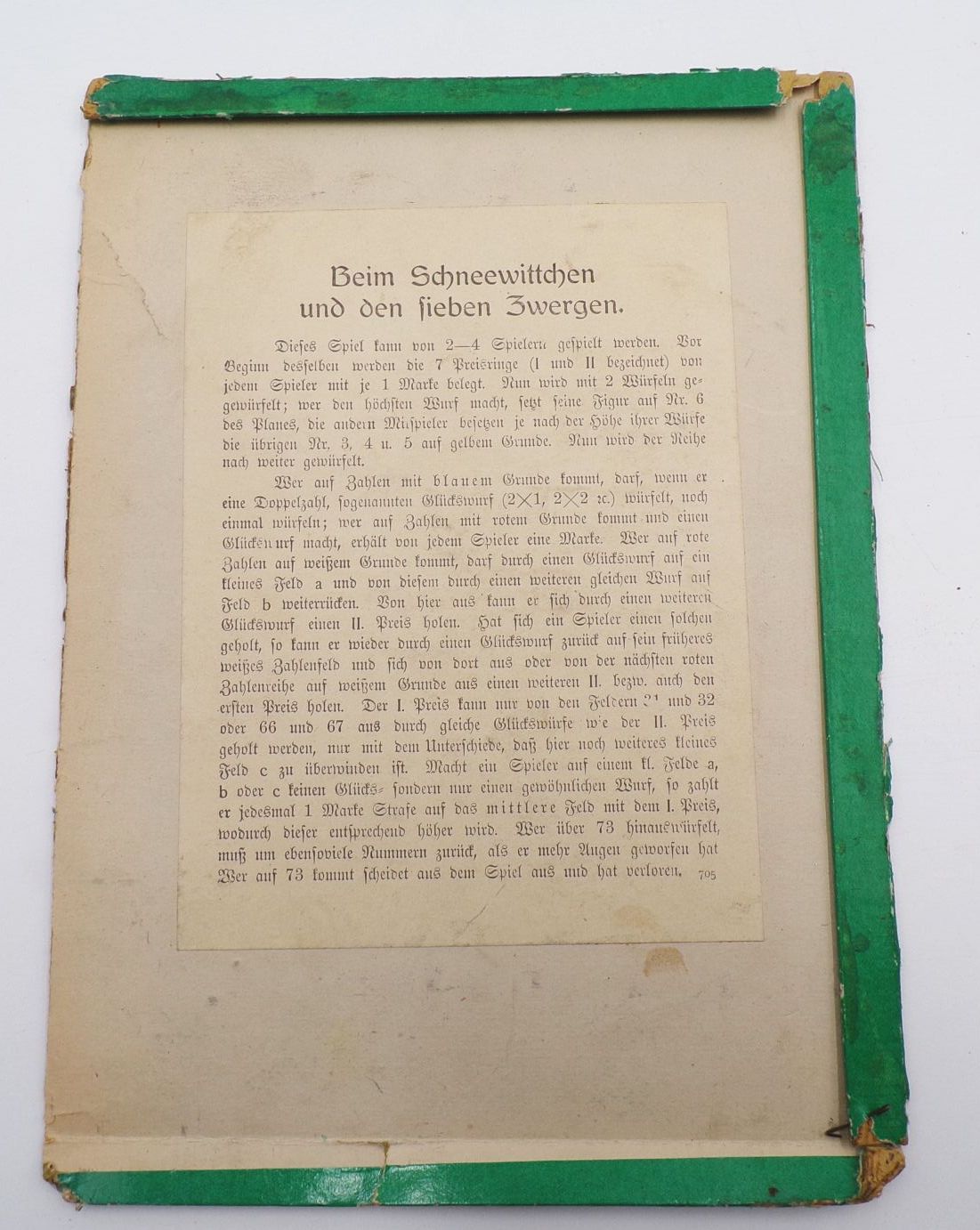 Alter Spielplan Beim Schneewittchen und die sieben Zwergen um 1920