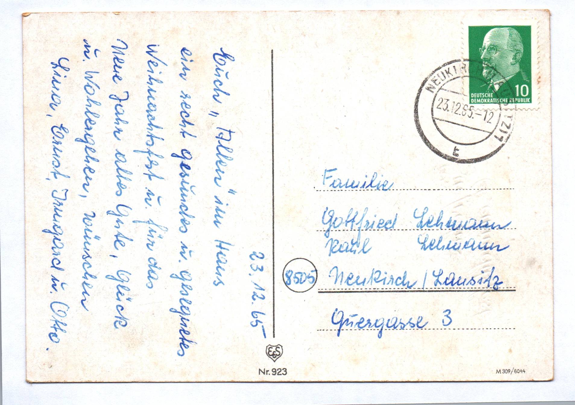 DDR Ansichtskarte Glocken Tannenzweige Weihnachten 1965 Kitsch