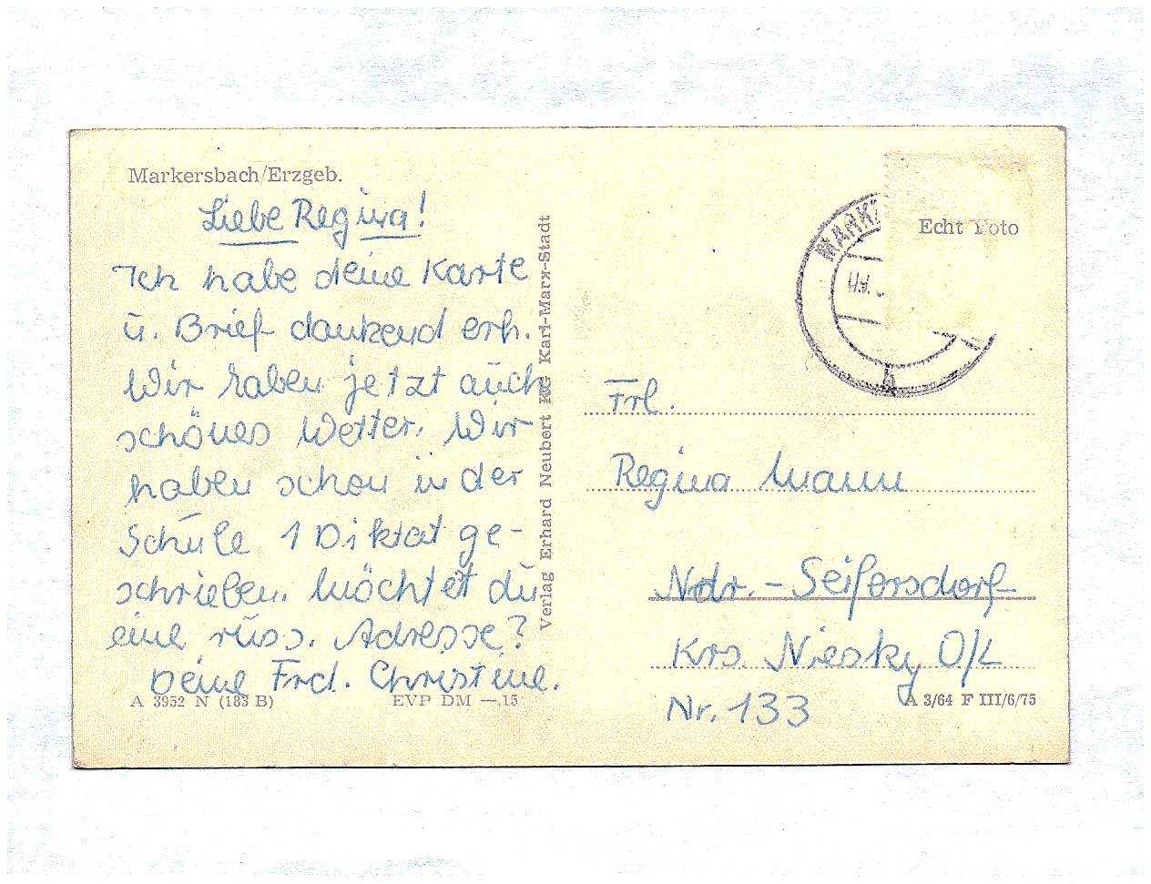 Ak Markersbach Erzgebirge Sachsen Echt Foto DDR Ak Markersbach Erzgebirge Sachsen Echt Foto DDR