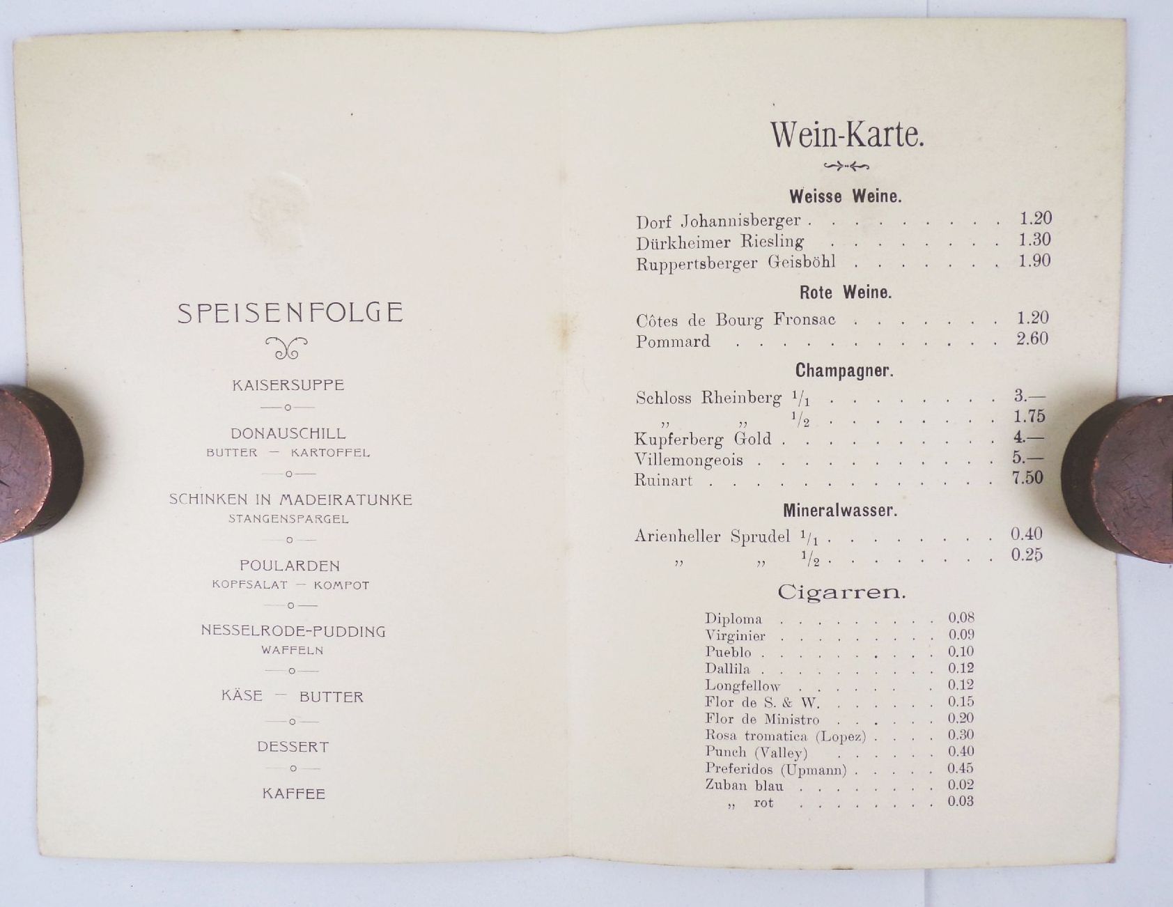 Kaiser Wilhelm II Speisekarte zum Geburtstag 1903 Litho Programm 