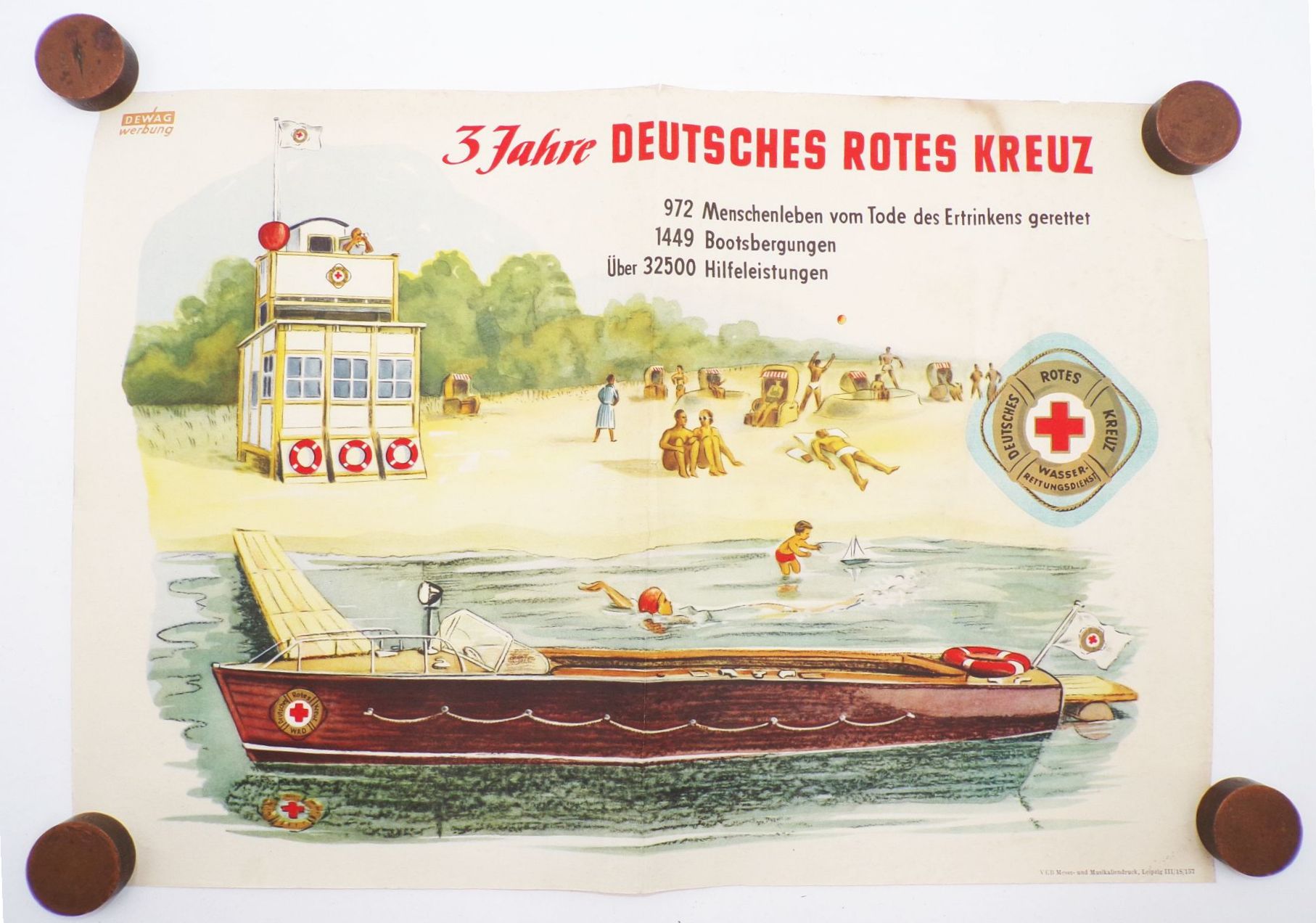 Altes Plakat 3 Jahres Deutsches Rotes Kreuz 1955 DDR Dewag Werbung DRK Altes Plakat 3 Jahres Deutsches Rotes Kreuz 1955 DDR Dewag Werbung DRK