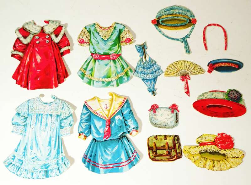 Spear Nürnberg Püppchens Garderobe Anziehpuppe Pappe um 1910