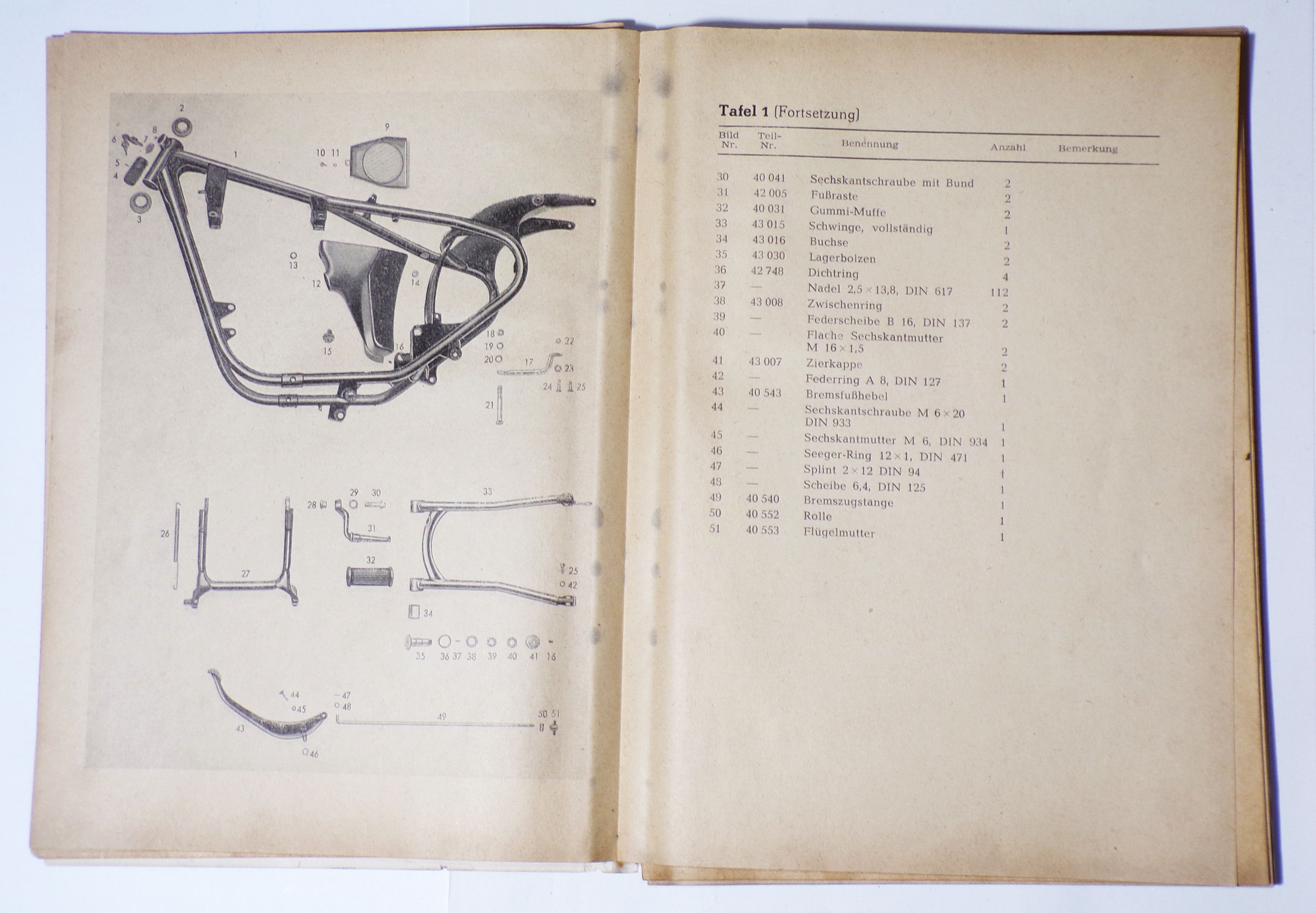 Motorrad Simson Sport AWO Ersatzteile Katalog 1956 DDR