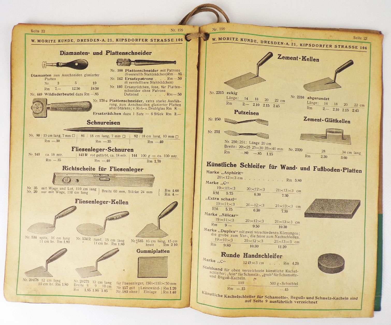 Alter Katalog Moritz Kunde Dresden Werkzeuge Taschenmesser 1930 er 