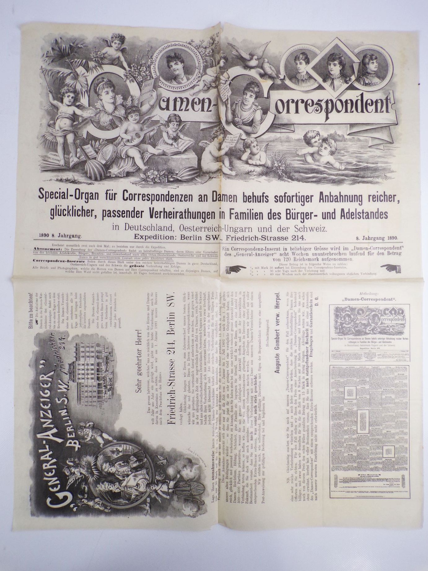 Reklame Damen Verheiratung 1890 Eheschließung Absprache Zweckehen 