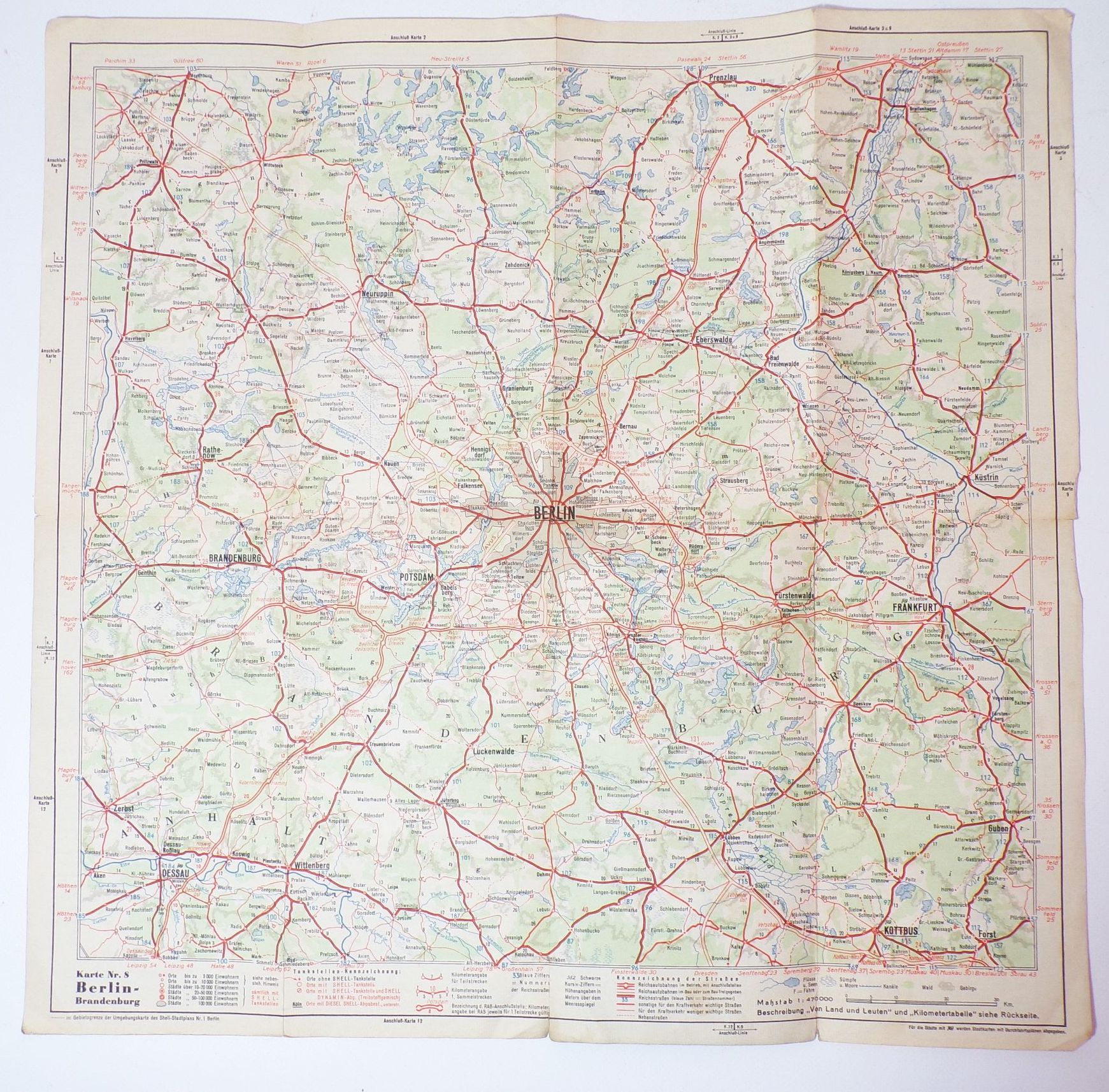 Shell Landkarte Berlin Brandenburg Straßenkarte Nr 8 Havel Segler 