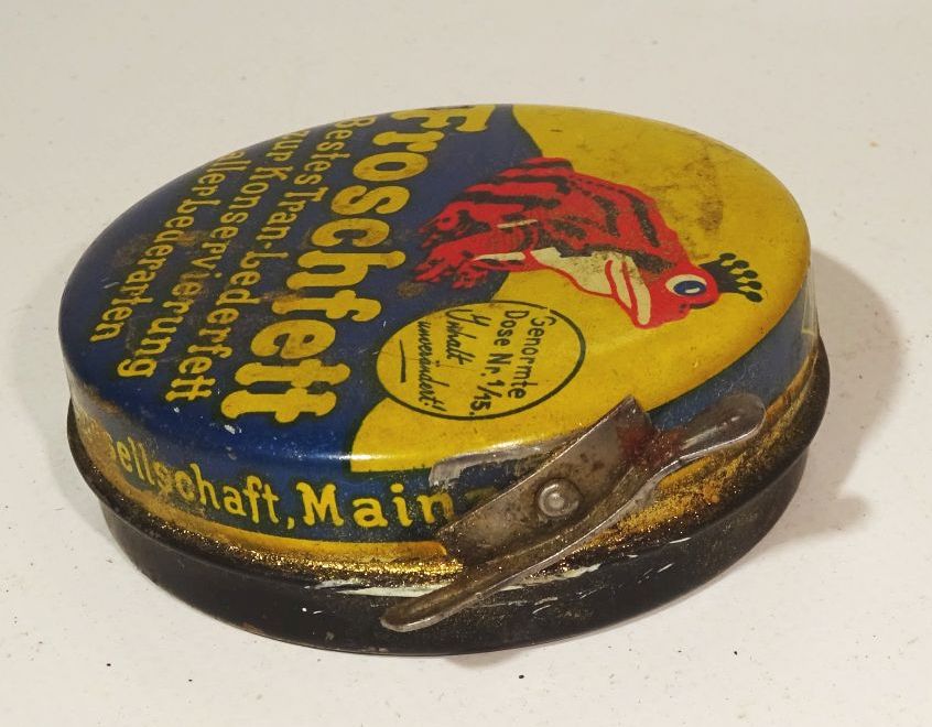Erdal Blechdose Froschfett Lederfett Werner Mertz Mainz 1930er 