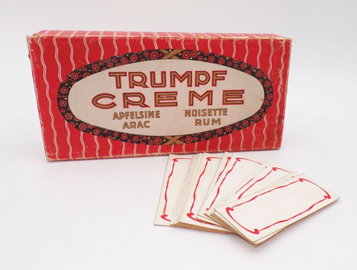 Alter Karton Trumpf Creme Pralinen Schachtel 1930 er Reklame Sammler