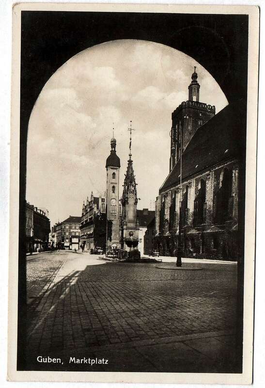 Foto Ak Guben Marktplatz Postkarte 1934