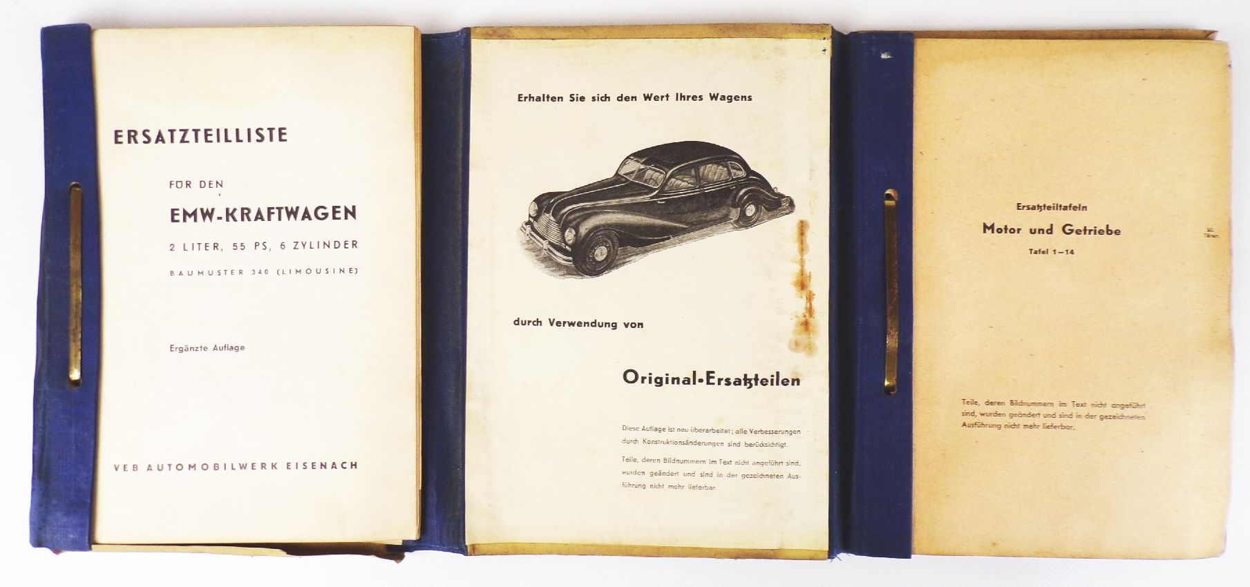 EMW Ersatzteilliste Kraftwagen 2 Liter 55 PS 6 Zylinder Limousine Oldtimer