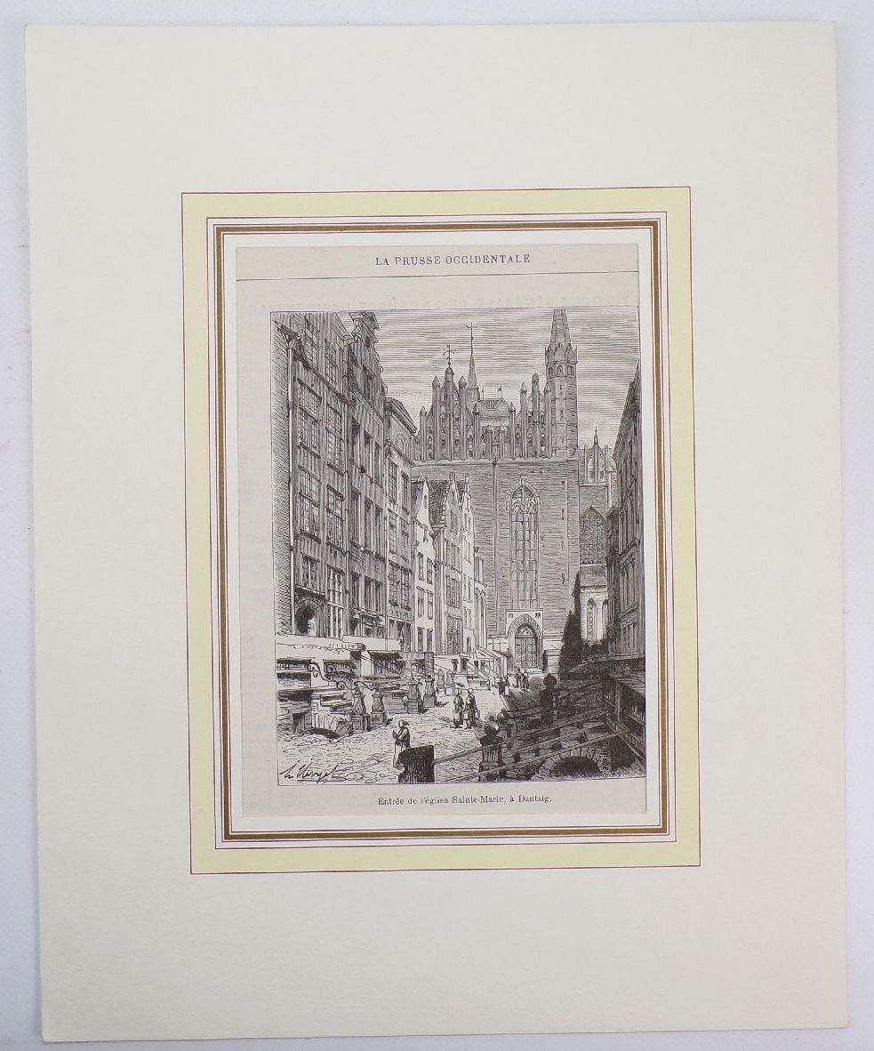 Holzstich Danzig Marienkirche um 1875 Gedansk Polen 