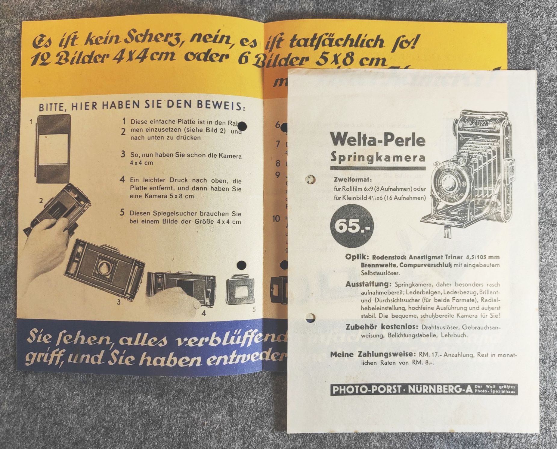 Kamera Prospekt Welta Perle Springkamera DR Kamera Werke Freital