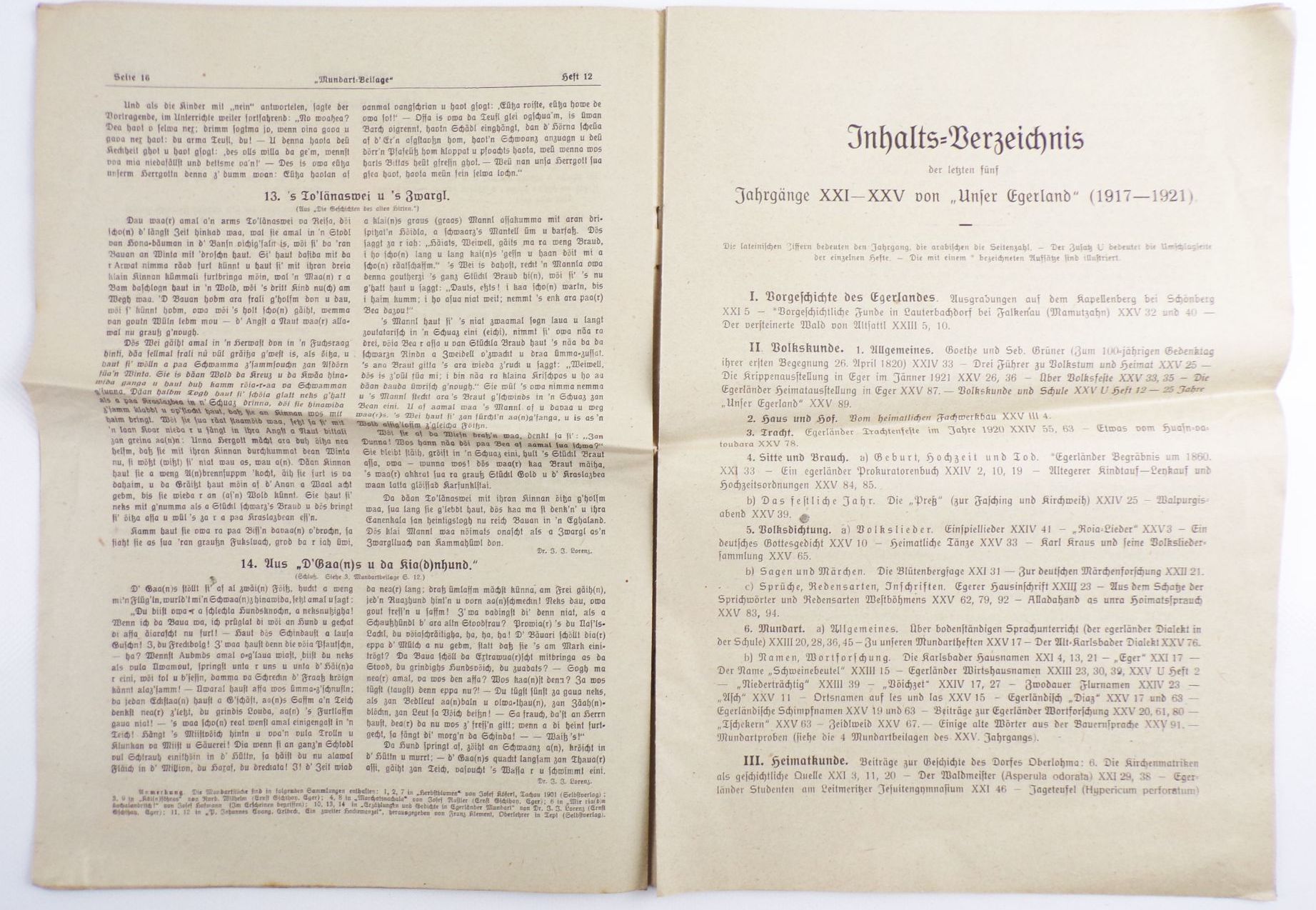 Unser Egerland Böhmen Monatsschrift für Heimaterkundung und Heimatpflege