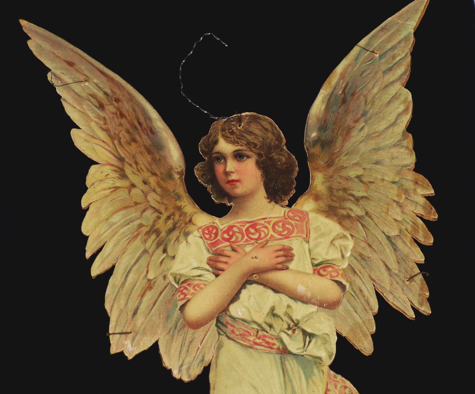 Alter Weihnachtsengel Oblate XL Christbaumschmuck um 1900 vintage scrap