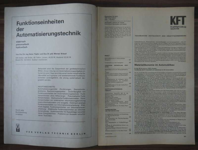 VEB Verlag Technik Heft DDR Dezember 1977 KFT Erfolge Dieselmotor Einfluß Motorenöle