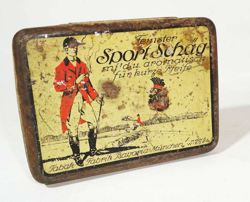 Alte Blechdose Feinster Sport Schäg Tabak Bavaria München Hans Wieser
