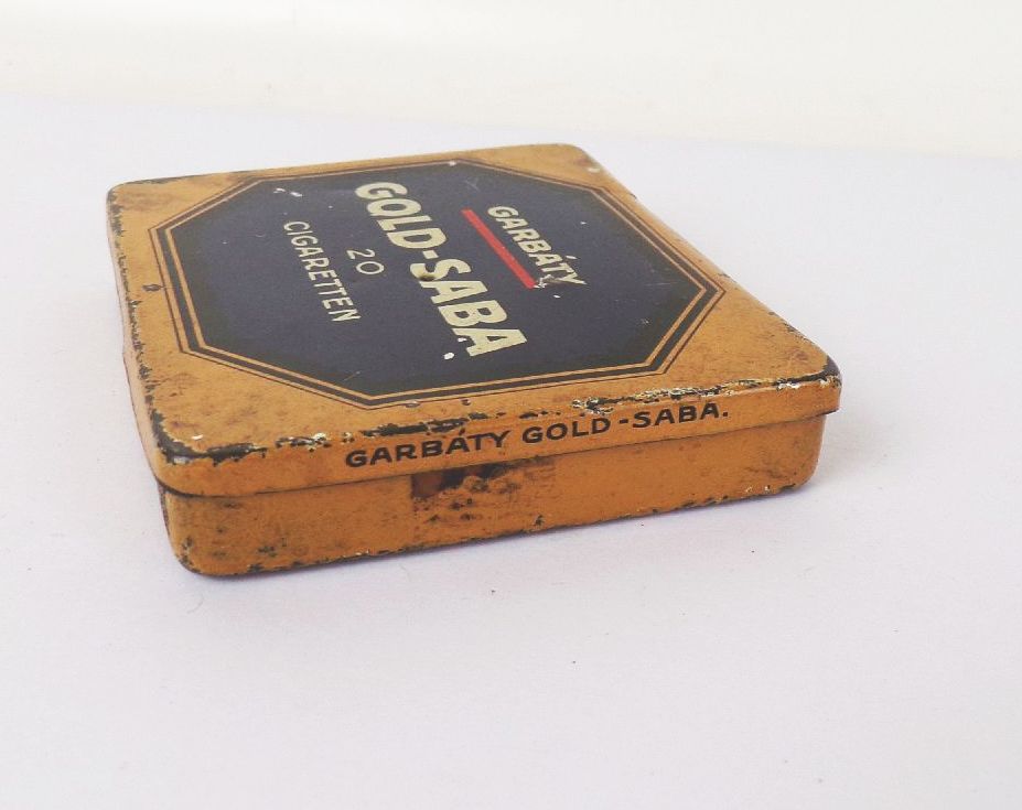Alte Zigarettendose Garbaty Gold Saba 20er Blechdose Alte Zigarettendose Garbaty Gold Saba 20er Blechdose