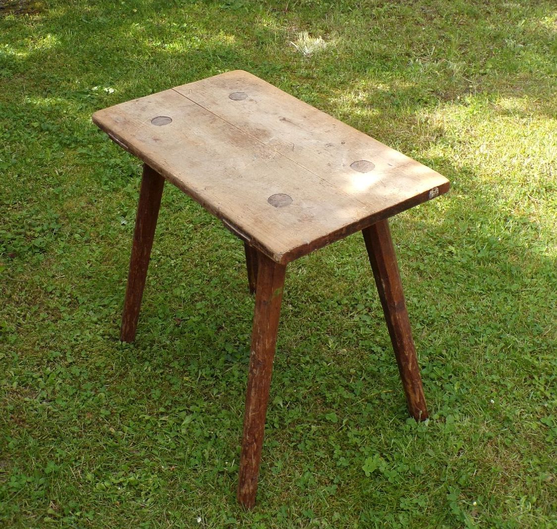 Alter Holzhocker Vierbein Hocker Schemel Industrie Look Vintage Werkstatthocker