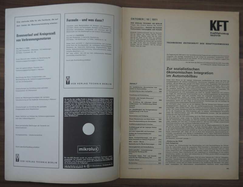 Fahrbericht Trabant 601 mit neuen Sitzen KFT Oktober 1971 Wartburg 353