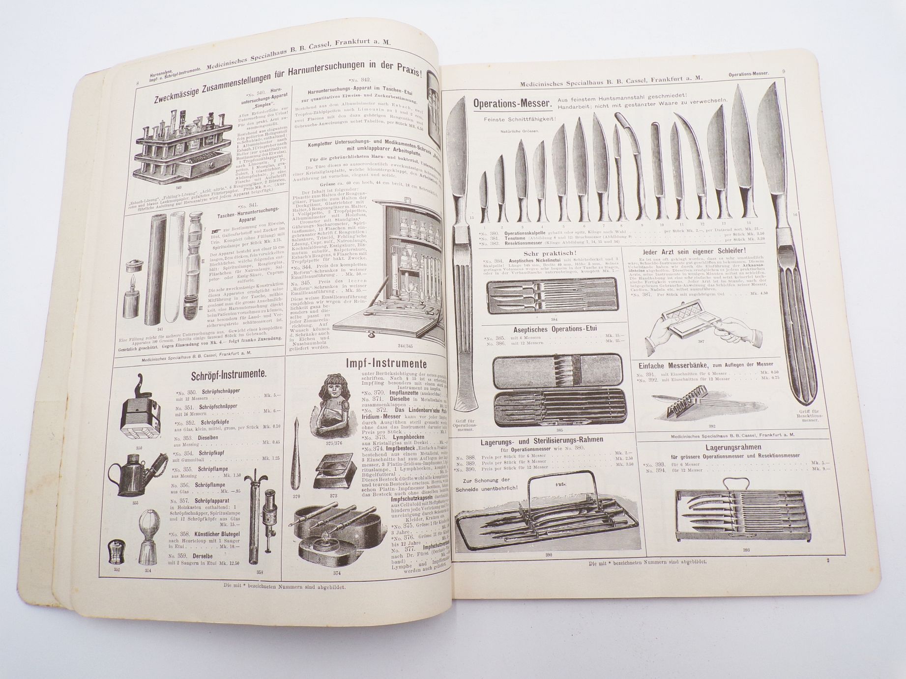 Alter Katalog Medizinisches Spezialhaus Cassel Frankfurt um 1900 Chirurgie