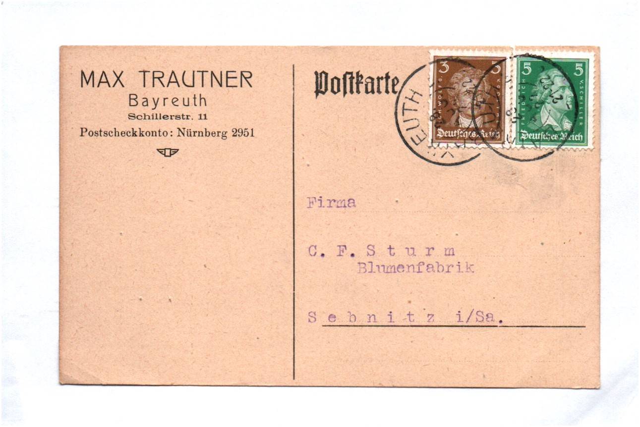 Alte Postkarte Max Trautner Bayreuth 1927