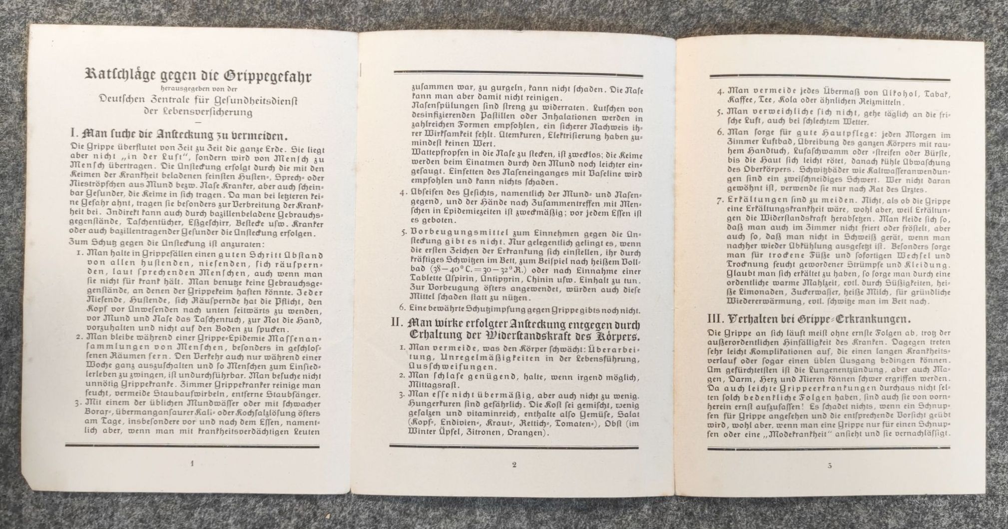 Schütze dich vor der Grippe alter Prospekt Ratschläge Grippegefahr Schütze dich vor der Grippe alter Prospekt Ratschläge Grippegefahr
