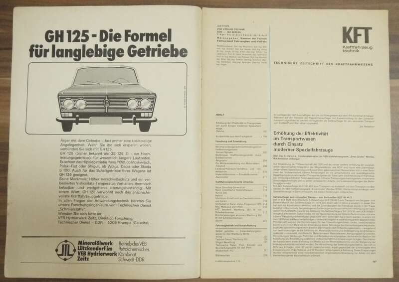 KFT Beurteilung Wartburg 353 W DDR Juli 1975 HLS 20078 TK VEB 