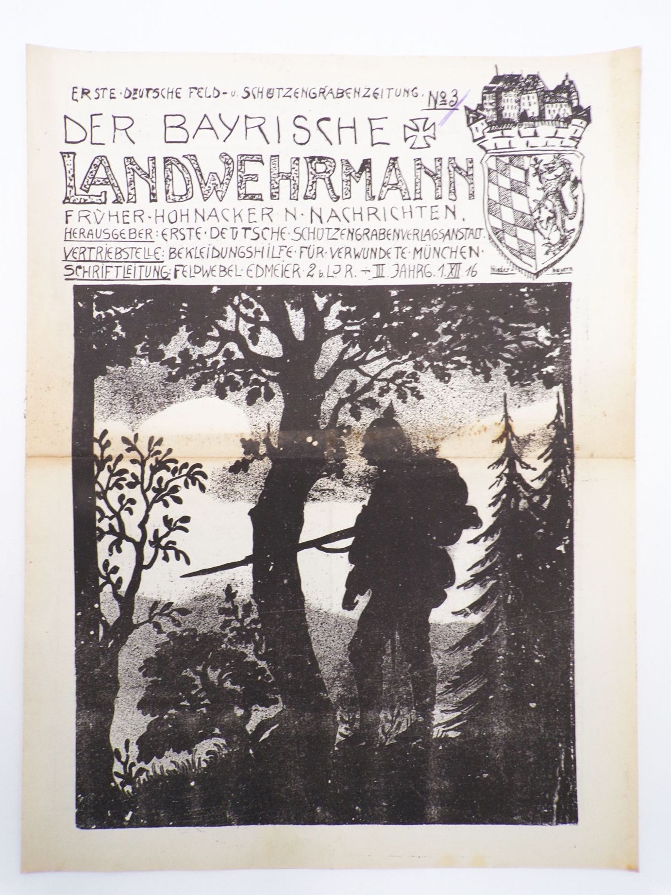 Der bayerische Landwehrmann Schützengraben Nr 3 von 1916 Zeitung