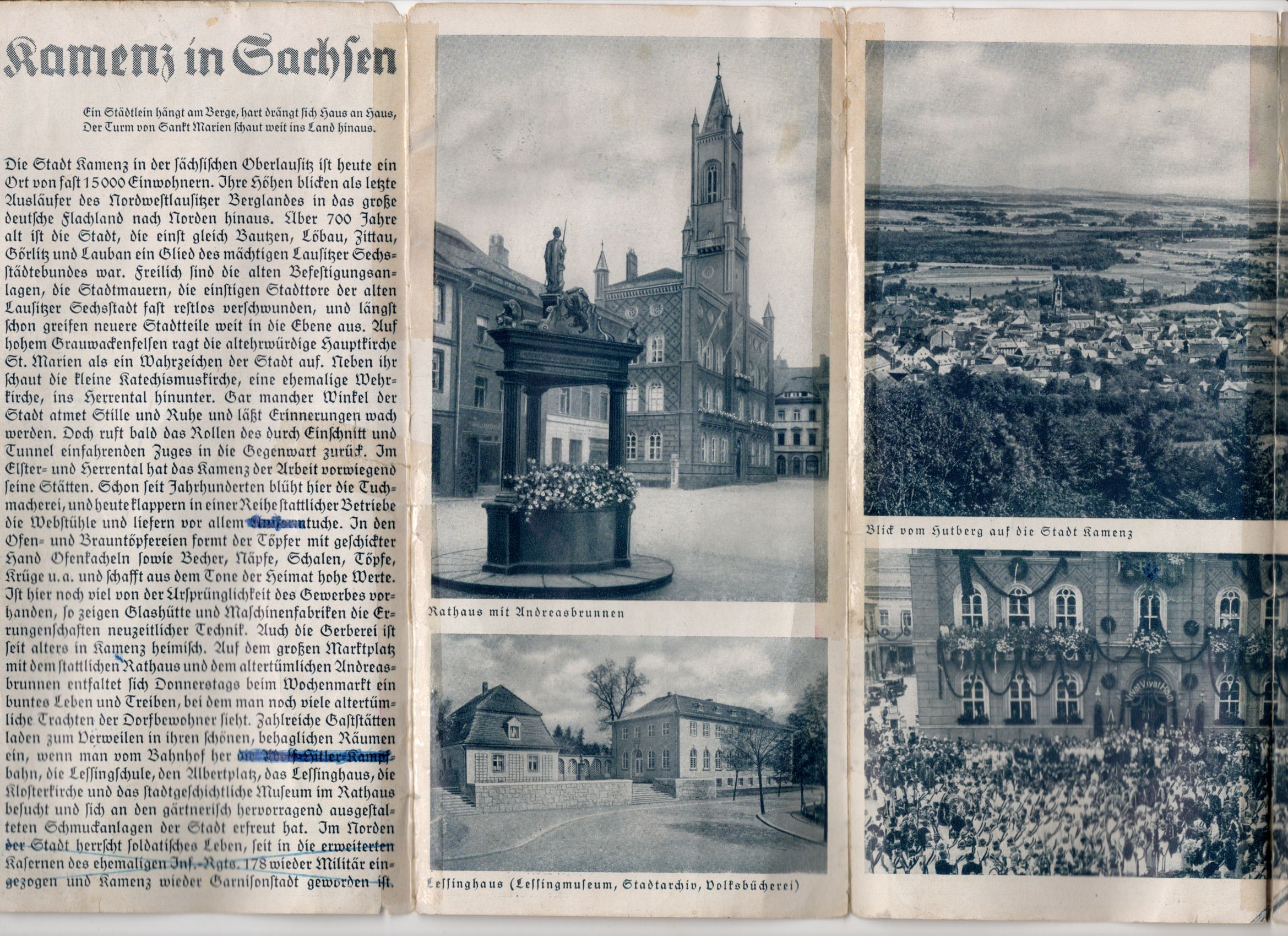 Altes Reiseprospekt Kamenz in Sachsen 1937 Forstfest Altes Reiseprospekt Kamenz in Sachsen 1937 Forstfest