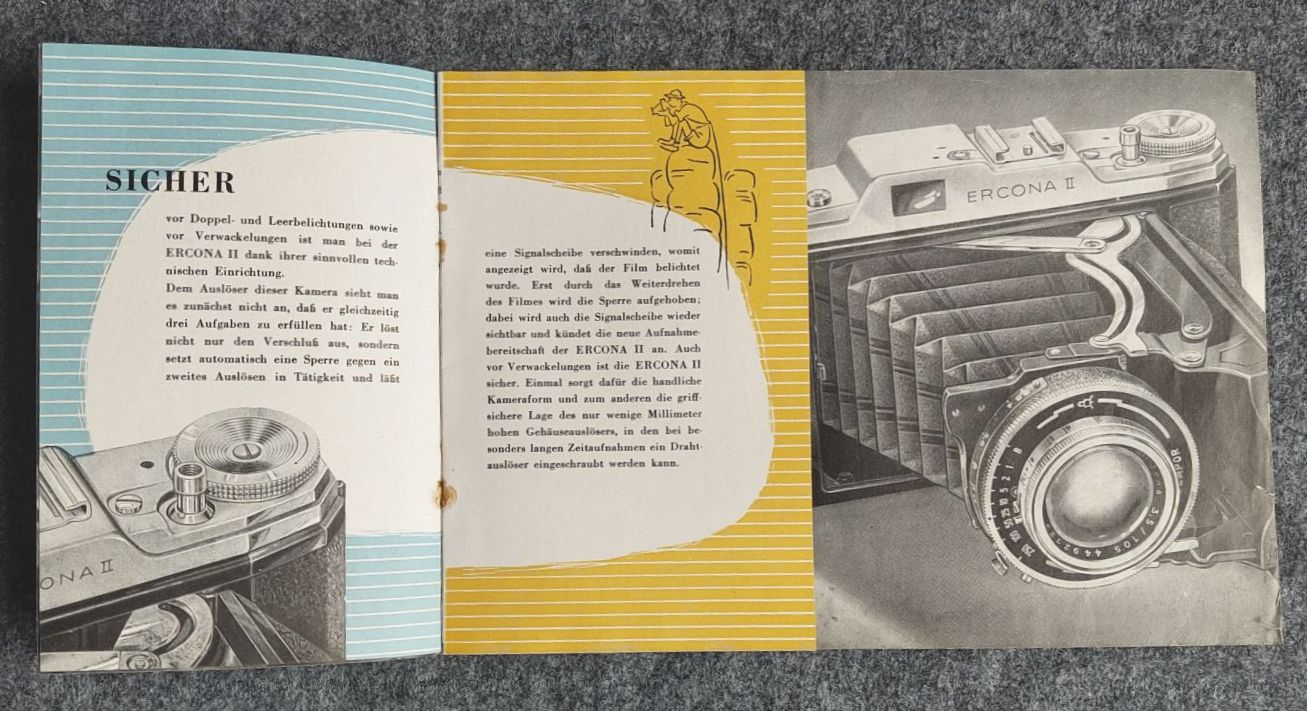 Ercona II Kamera Prospekt 1957 VEB Kamera Werke Niedersedlitz Ercona II Kamera Prospekt 1957 VEB Kamera Werke Niedersedlitz