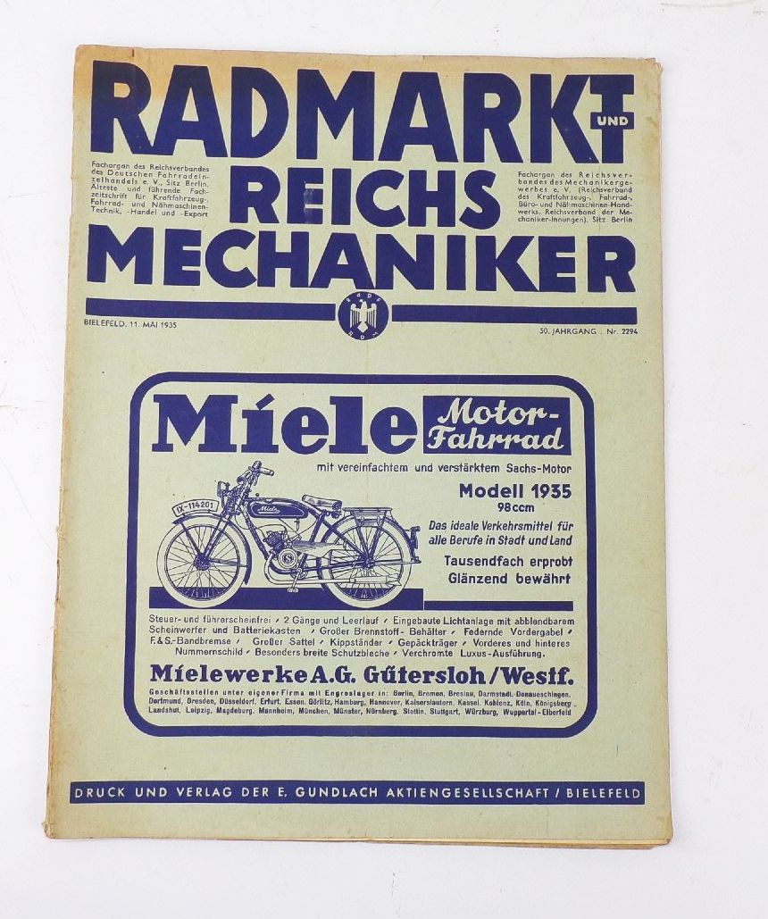 Radmarkt und Reichsmechaniker 1935 Fahrrad Motorrad Zeitschrift