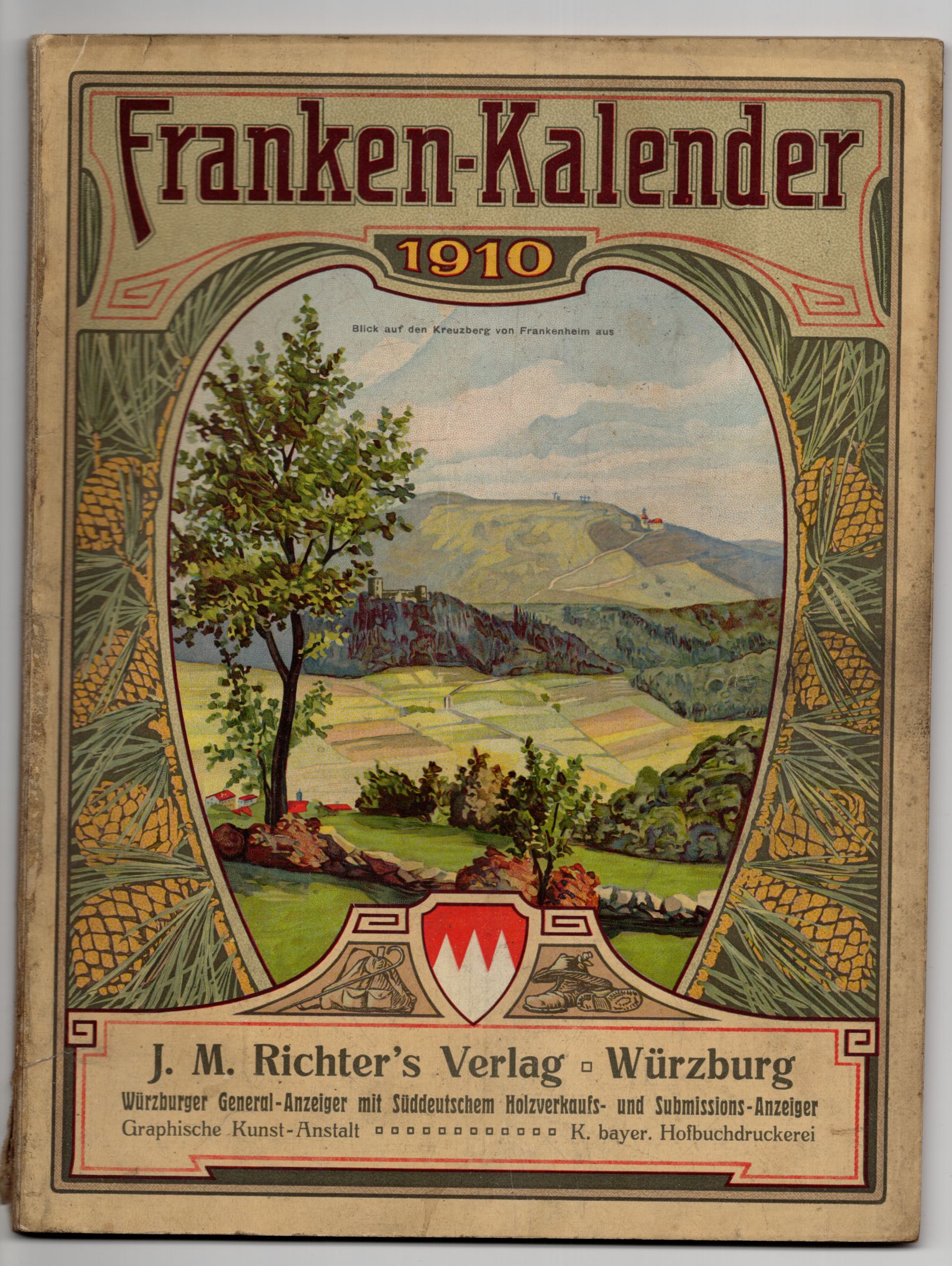 Alter Franken Kalender 1910 Jugendstil Würzburg 