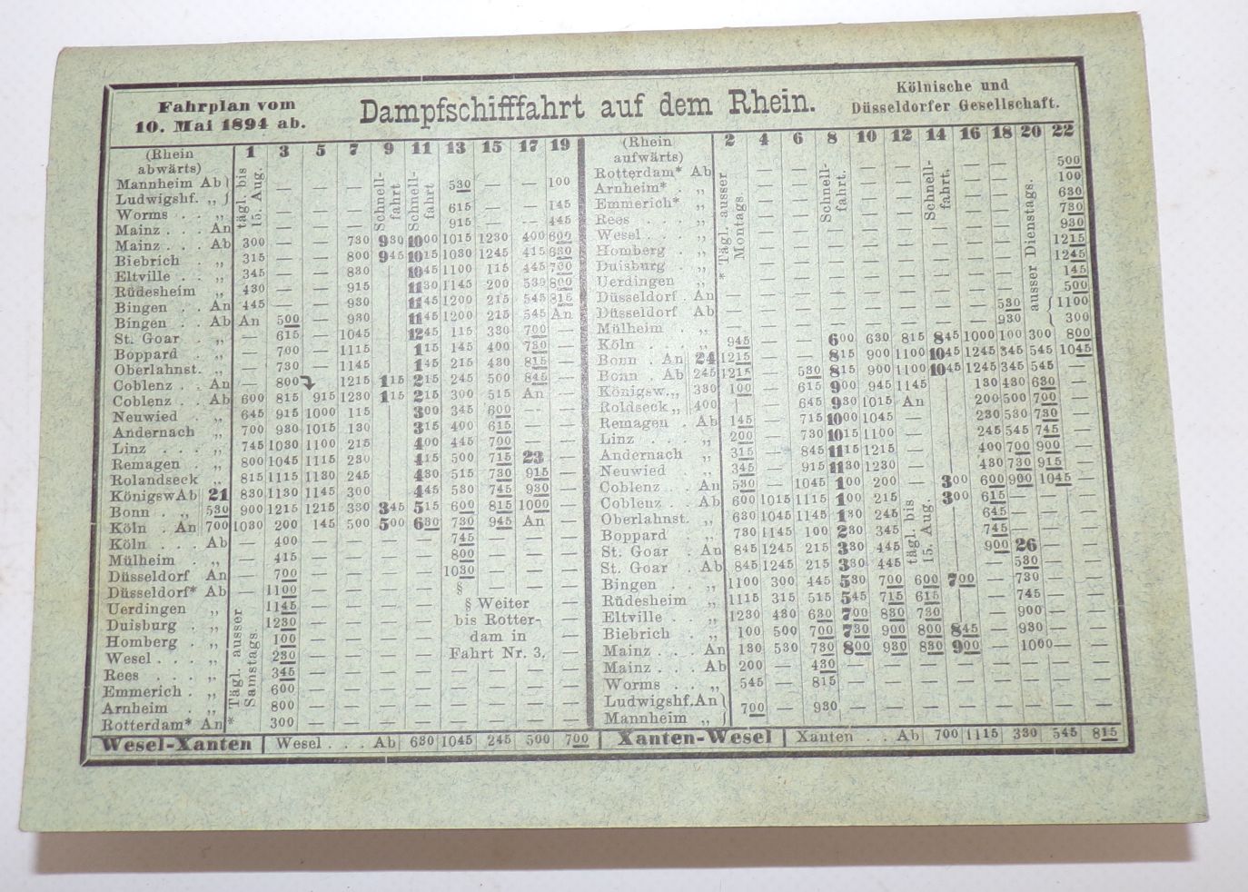 Taschenfahrplan Remscheid Elberfeld Solingen 1894 Vierwaldstädter See 