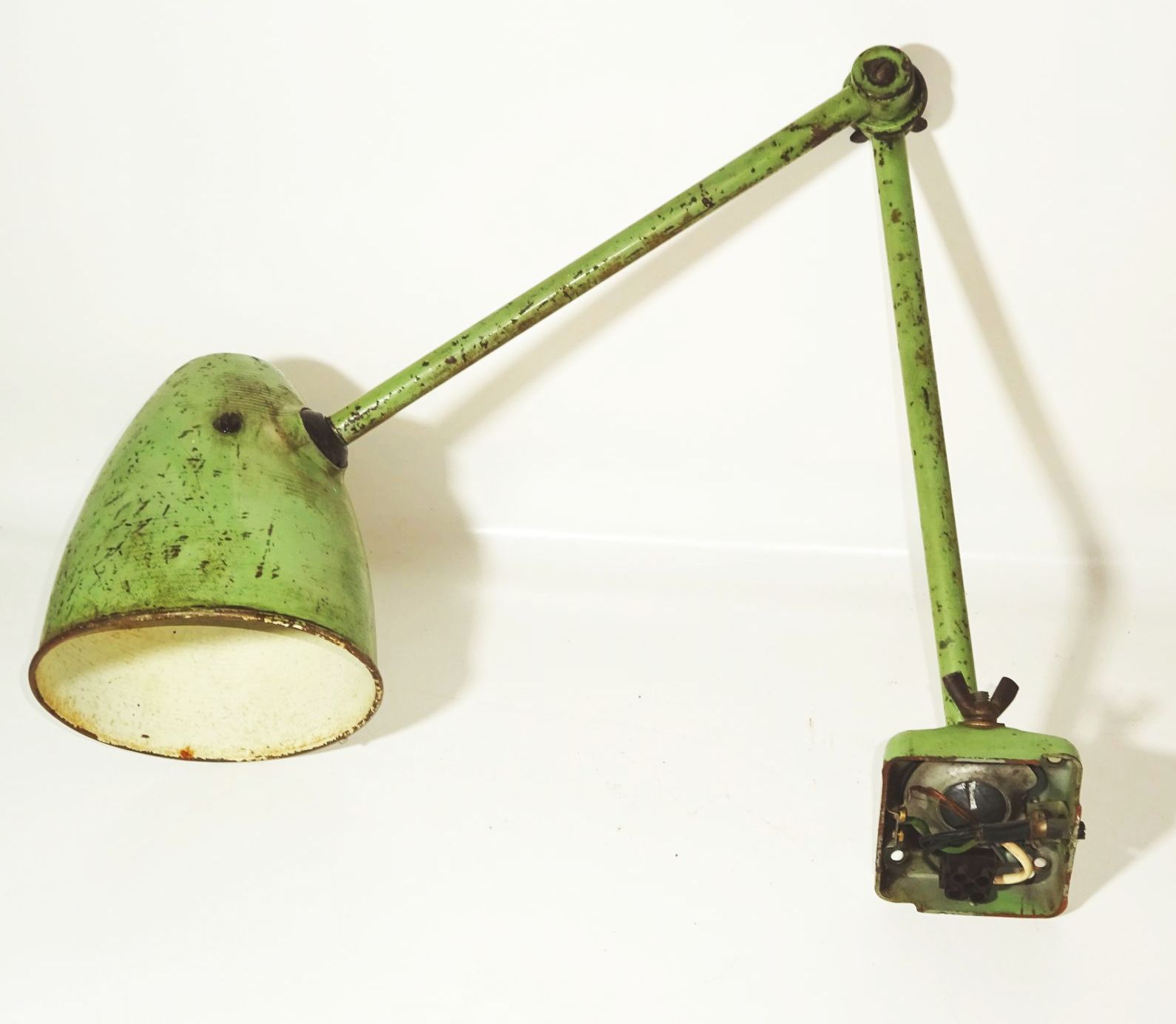 Alte Werkstattlampe Gelenklampe Grün Schalter E27 Lampe Leuchte Metalllampe