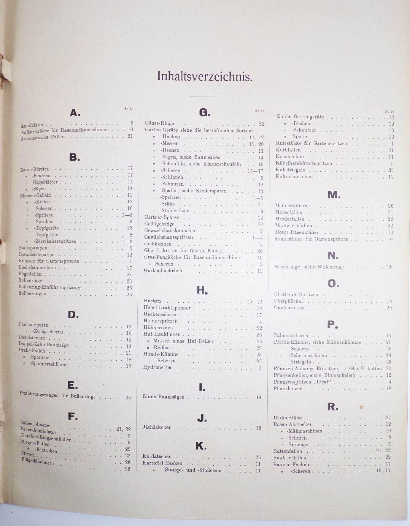 Alter Katalog Belaco Garten Werkzeuge Gießkannen 1931 