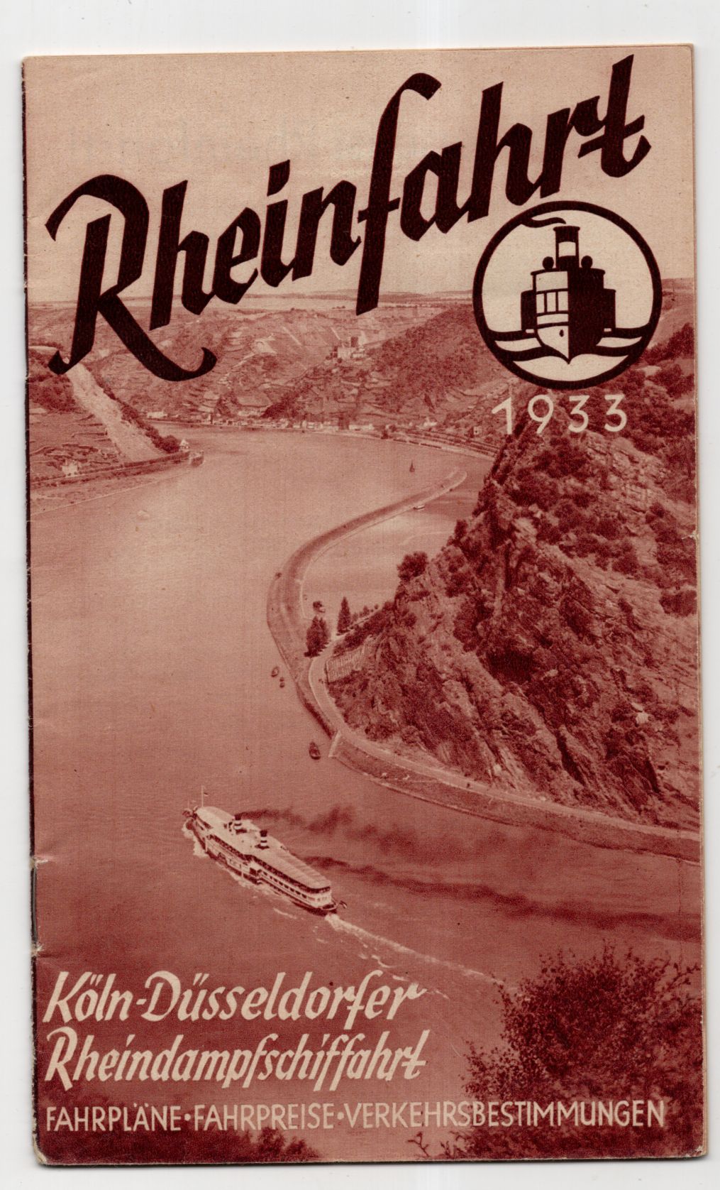 Fahrplan Köln Düsseldorfer Rheindampfschifffahrt 1933 Rheinfahrt 