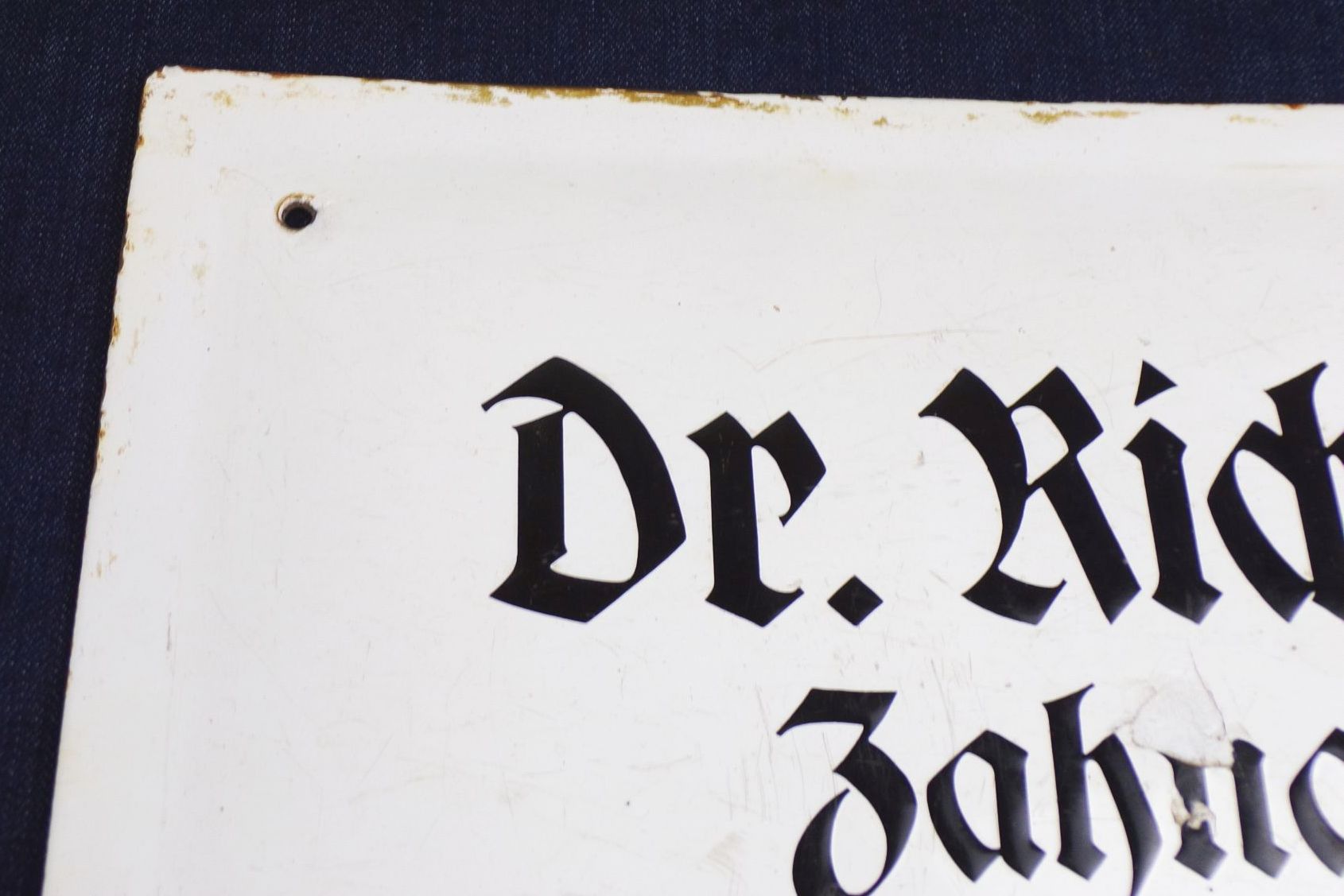 Altes Emailschild Dr Richers Zahnarzt Sprechstunden Deko 