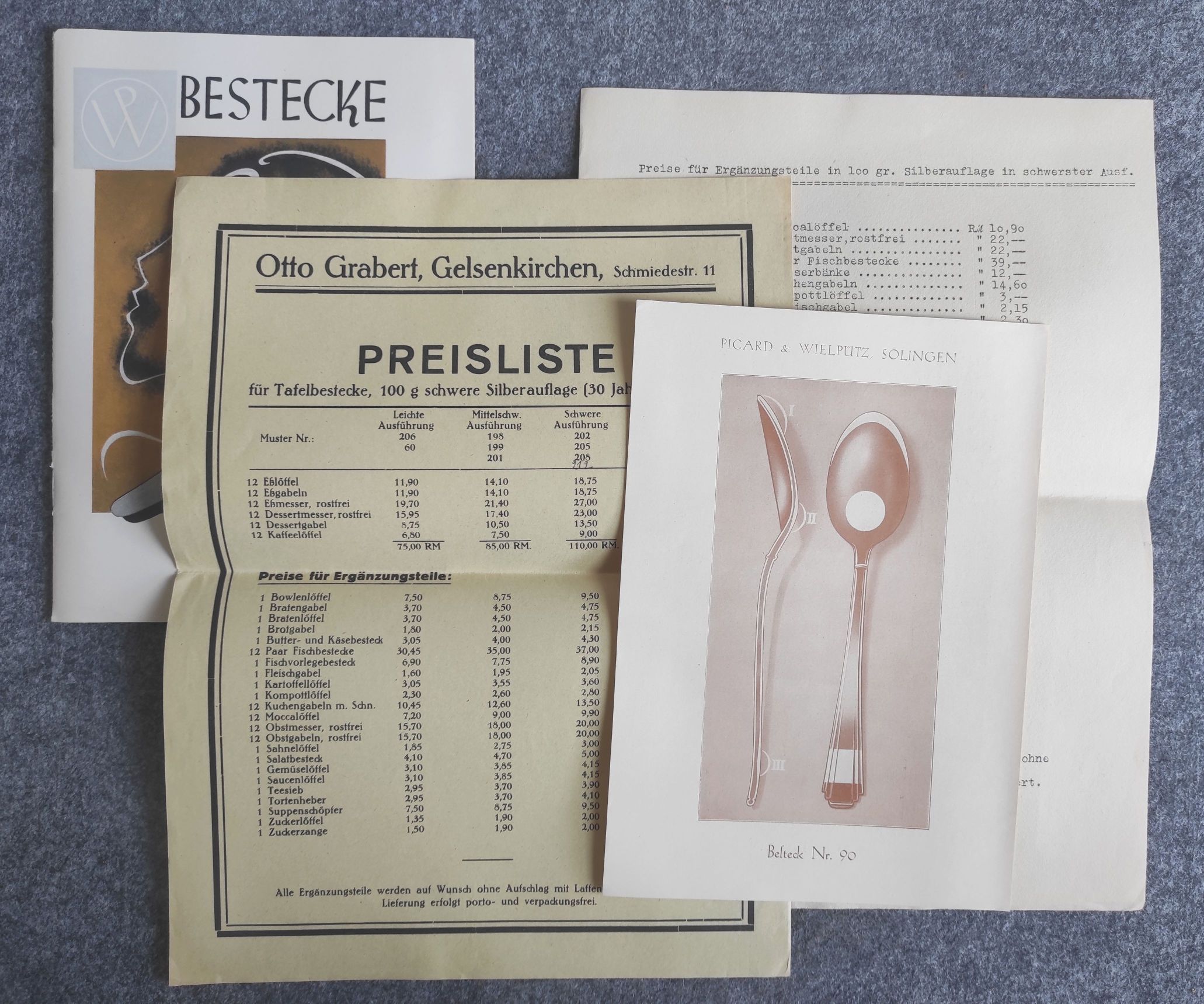 Alter Katalog mit Beilage 2 Preislisten Ricard Wielputz Solingen Bestecke Alter Katalog mit Beilage 2 Preislisten Ricard Wielputz Solingen Bestecke