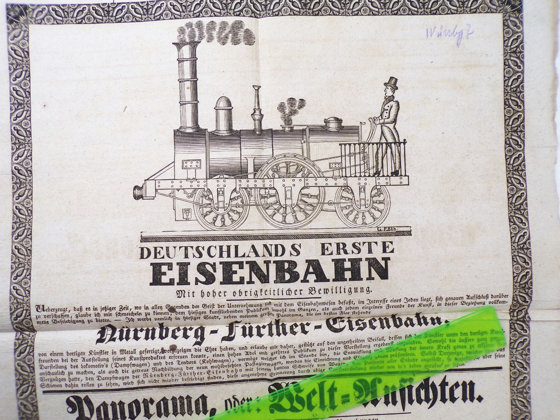 Plakat Ausstellung um 1850 Deutschlands erste Eisenbahn Büttenpapier Plakat Ausstellung um 1850 Deutschlands erste Eisenbahn Büttenpapier