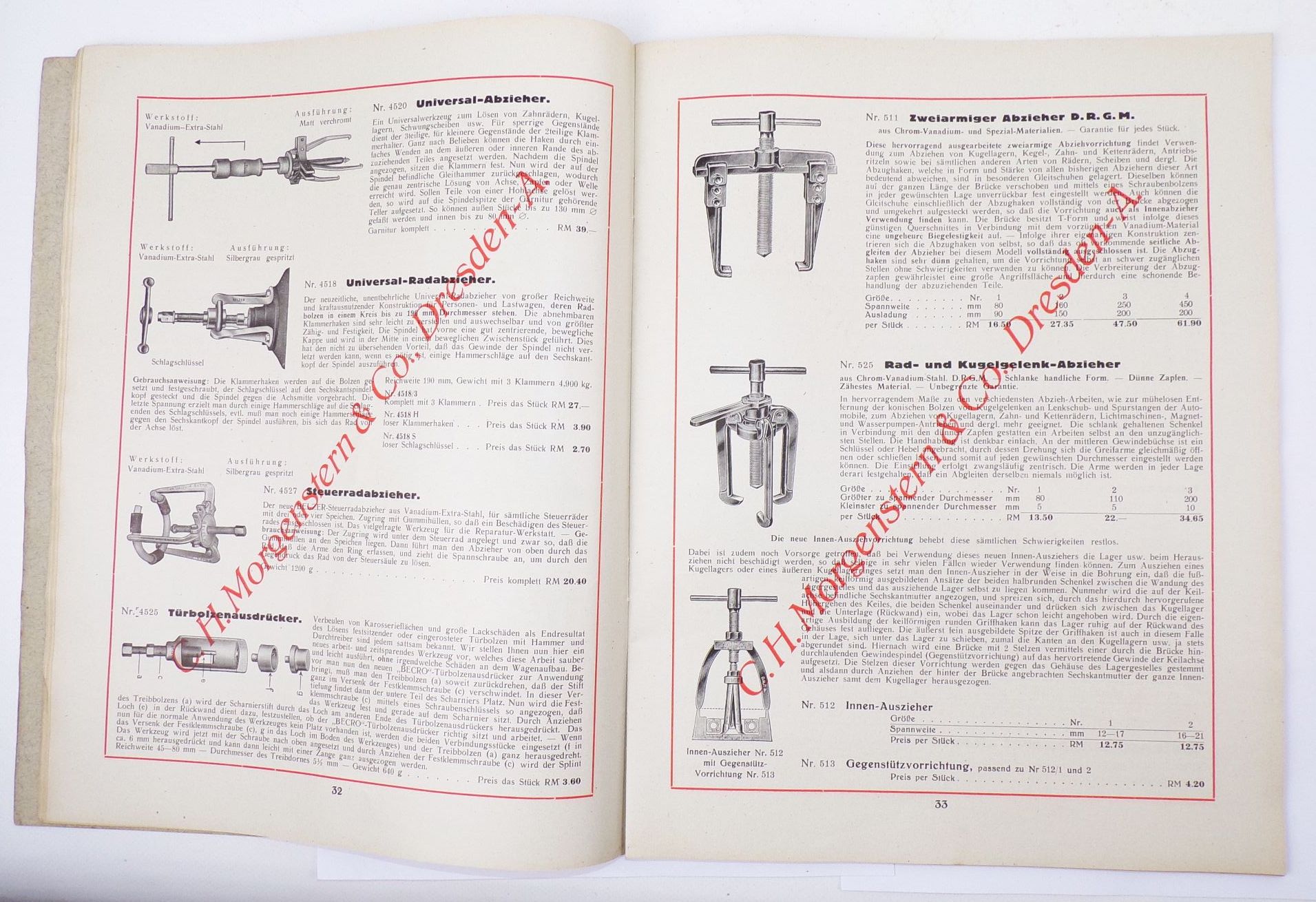 Katalog Morgenstern Dresden Schrauben Metalle Werkzeuge Maschinen 1930er 