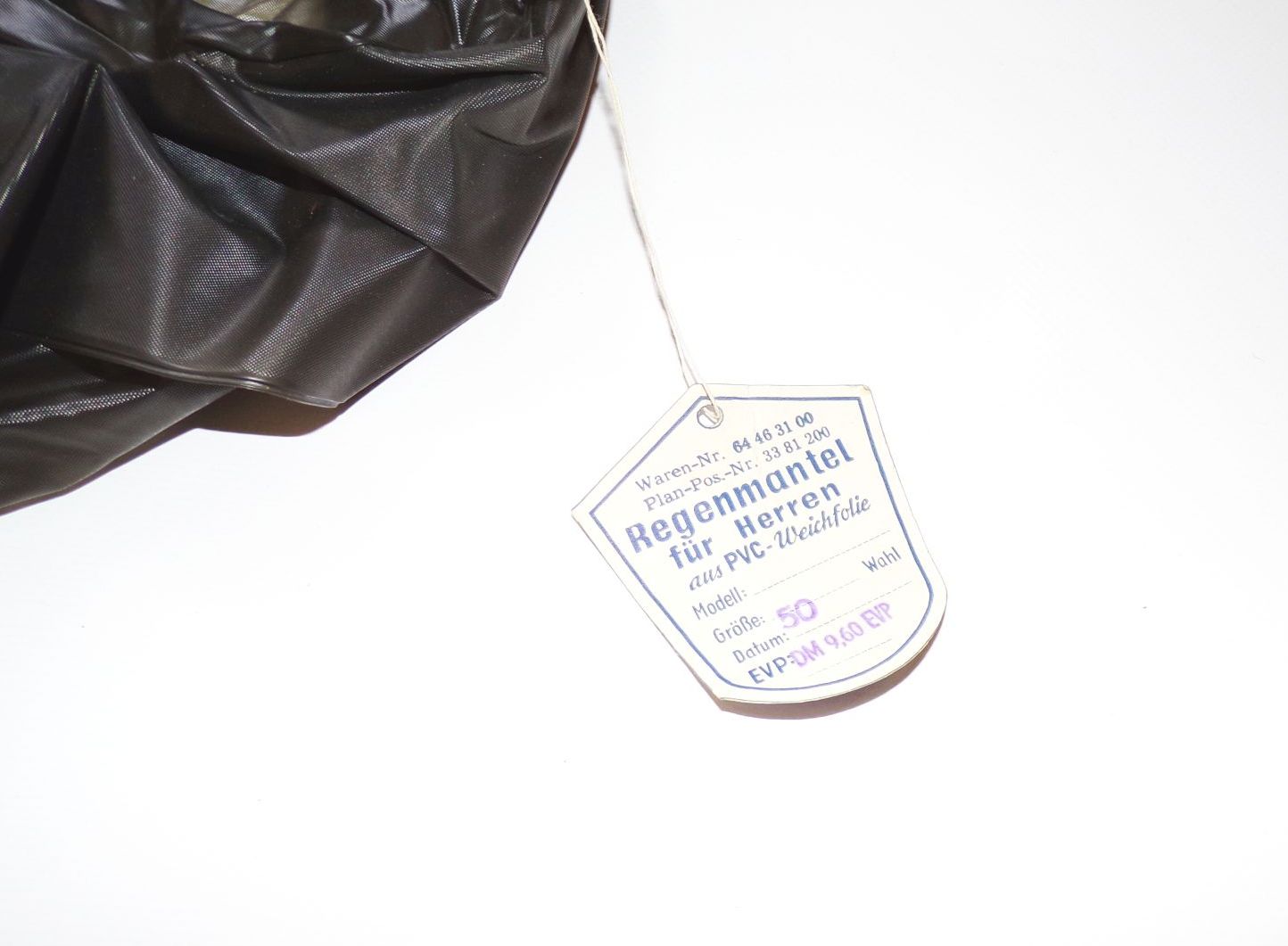 Alter DDR Regenmantel Gummi Schwarz Transparent PVC Weichfolie Vintage 