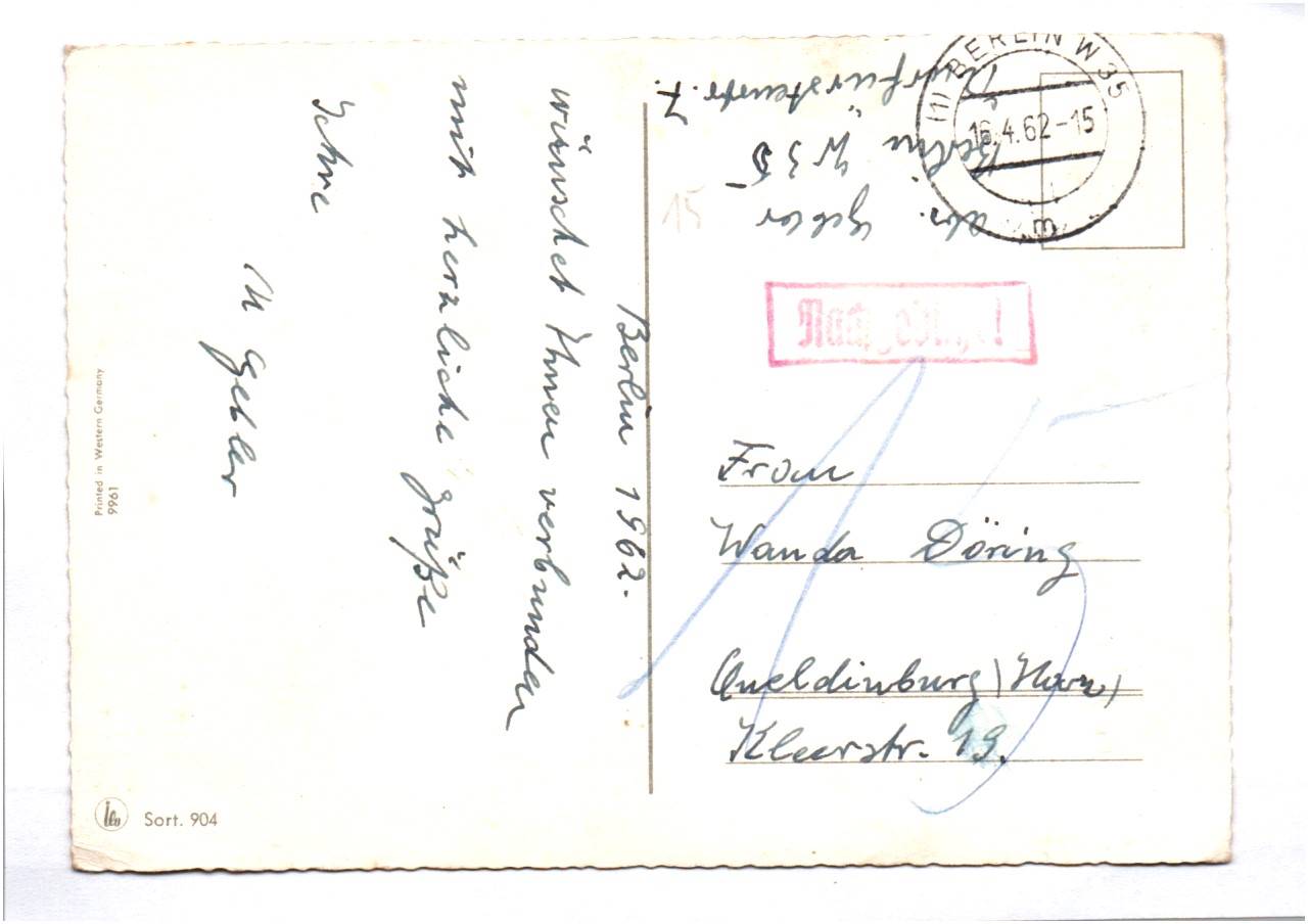 Ak Küken am Zaun Ein frohes Osterfest 1962 Nachgebühr