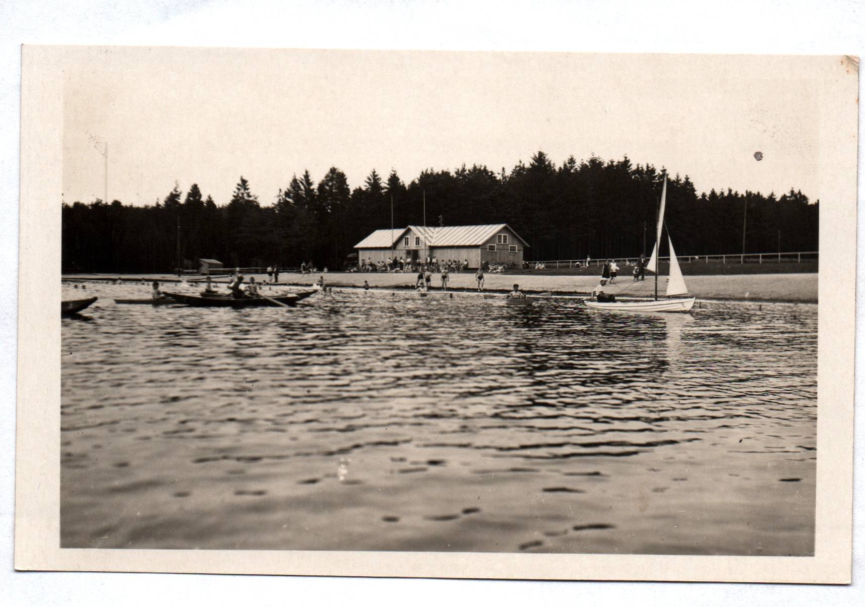 Foto Ak Niederehrenberg Strandbad Demsteich Böhmen um 1930