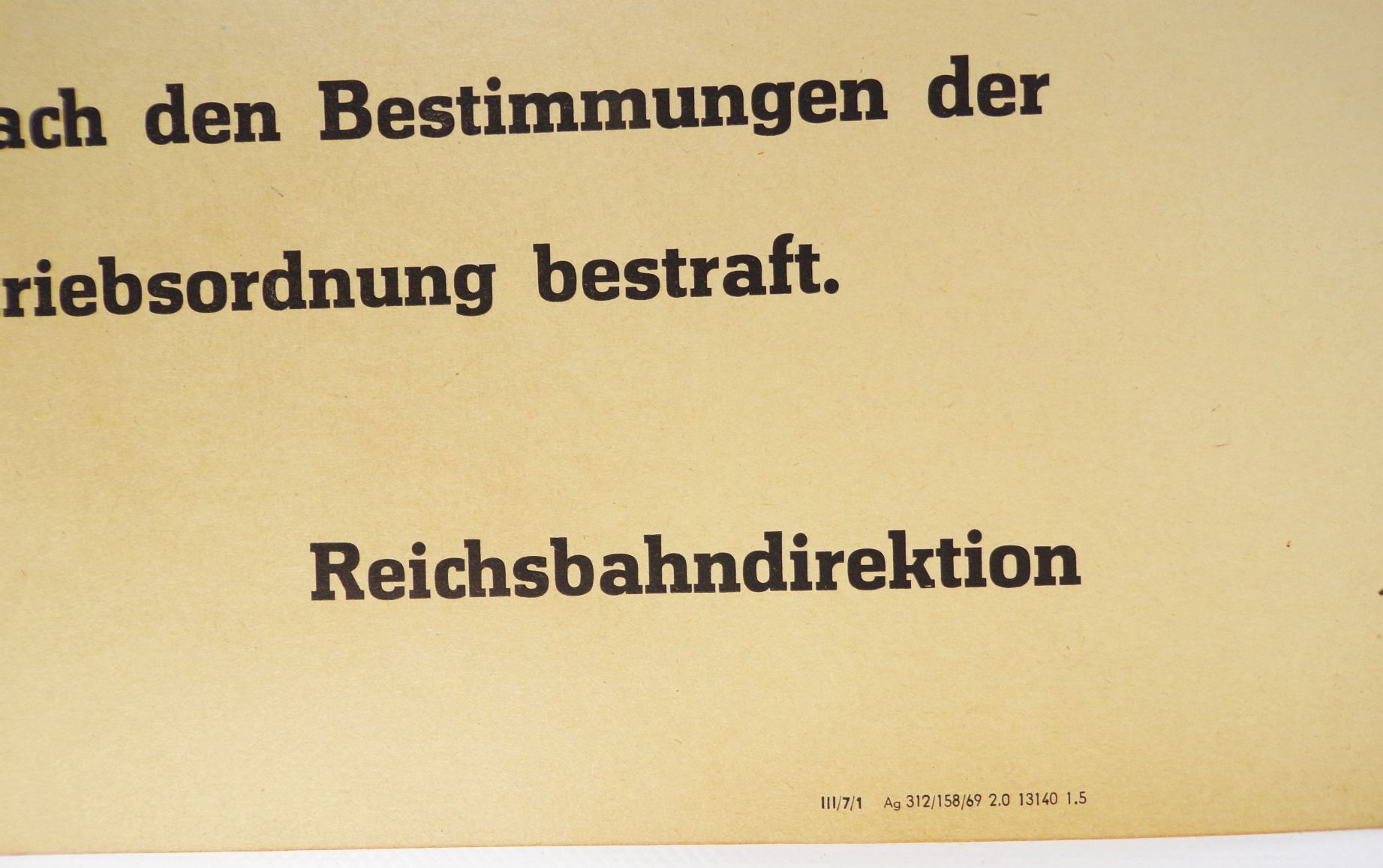 Aushang unbefugtes Betreten Bahnanlagen verboten Reichsbahn Direktion 1969