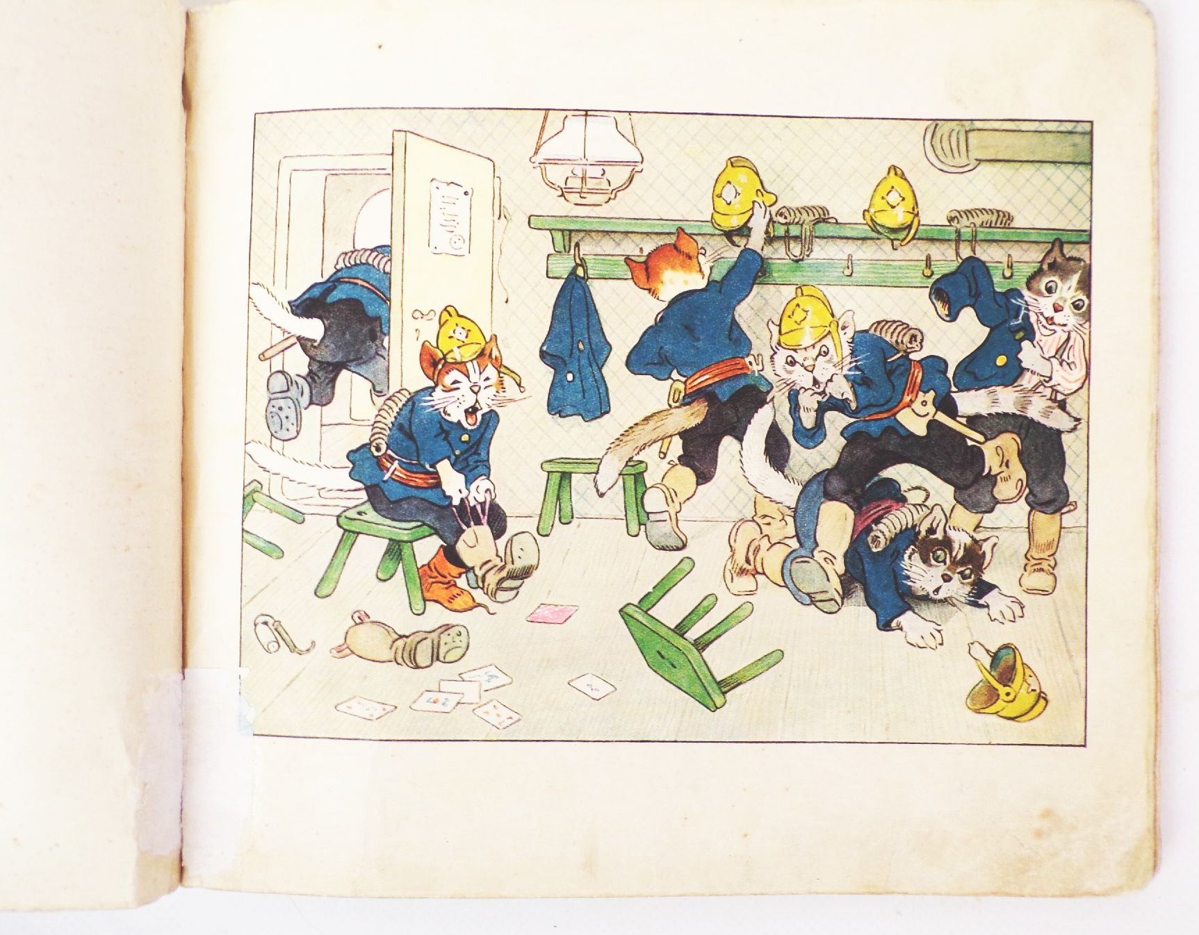 Die Katzenfeuerwehr lustige Bilder von Fritz Baumgarten seltenes Kinderbuch 