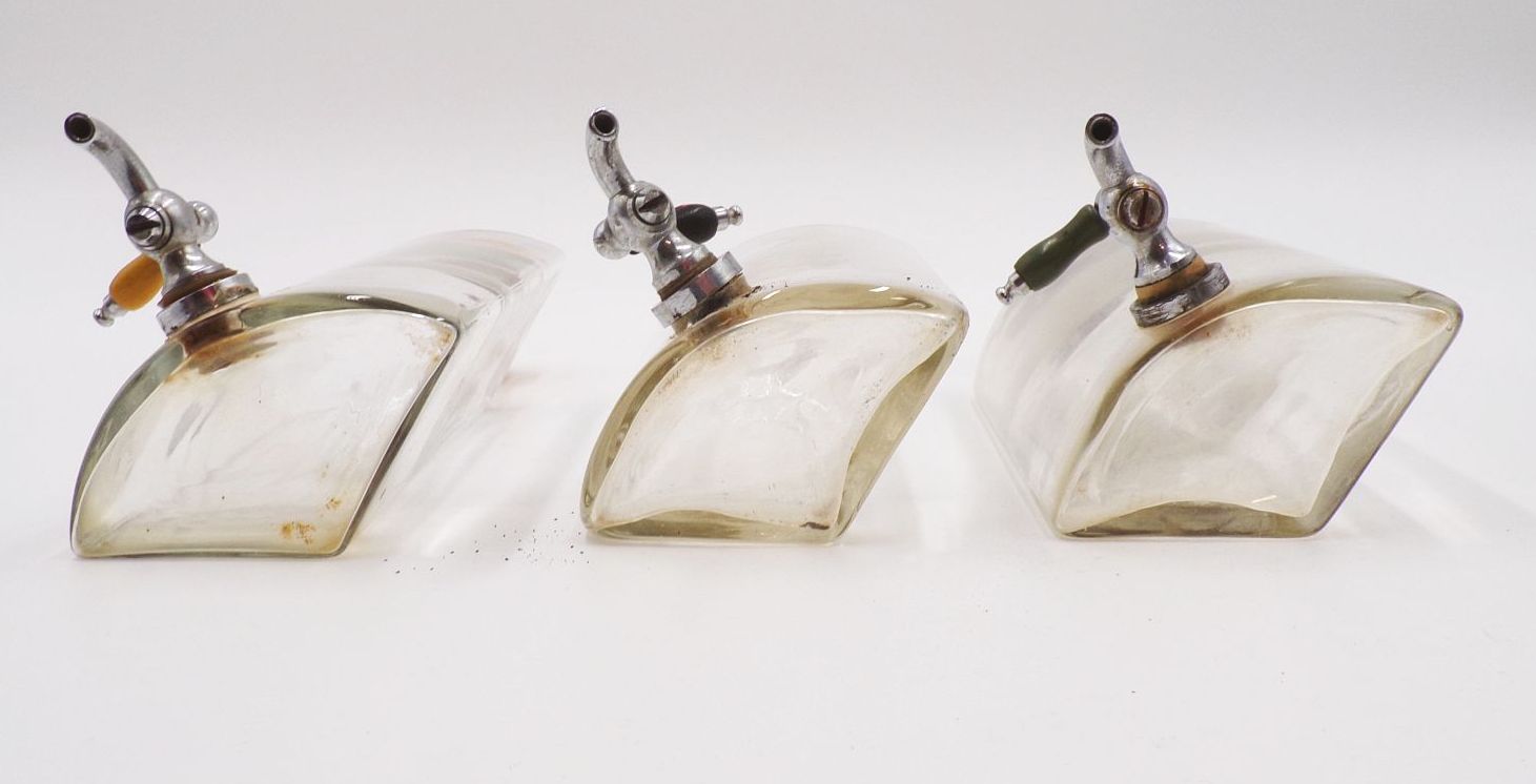 Alte Spender Haarwasser Frisör Barbier Glas 3 Stück Deko