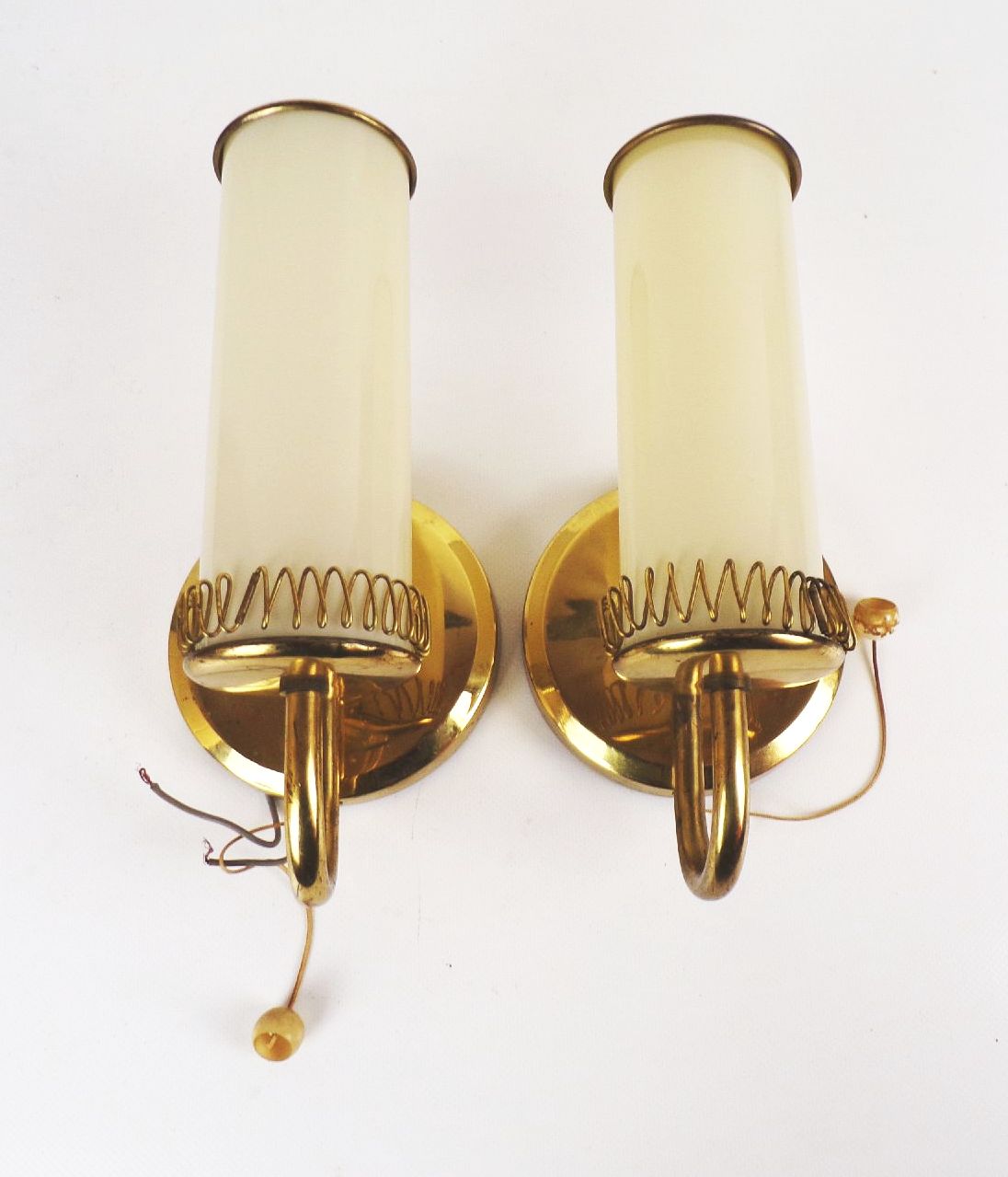 Wandlampe Mid Century Pärchen 2 Stück Messing Glas E14 Vintage 