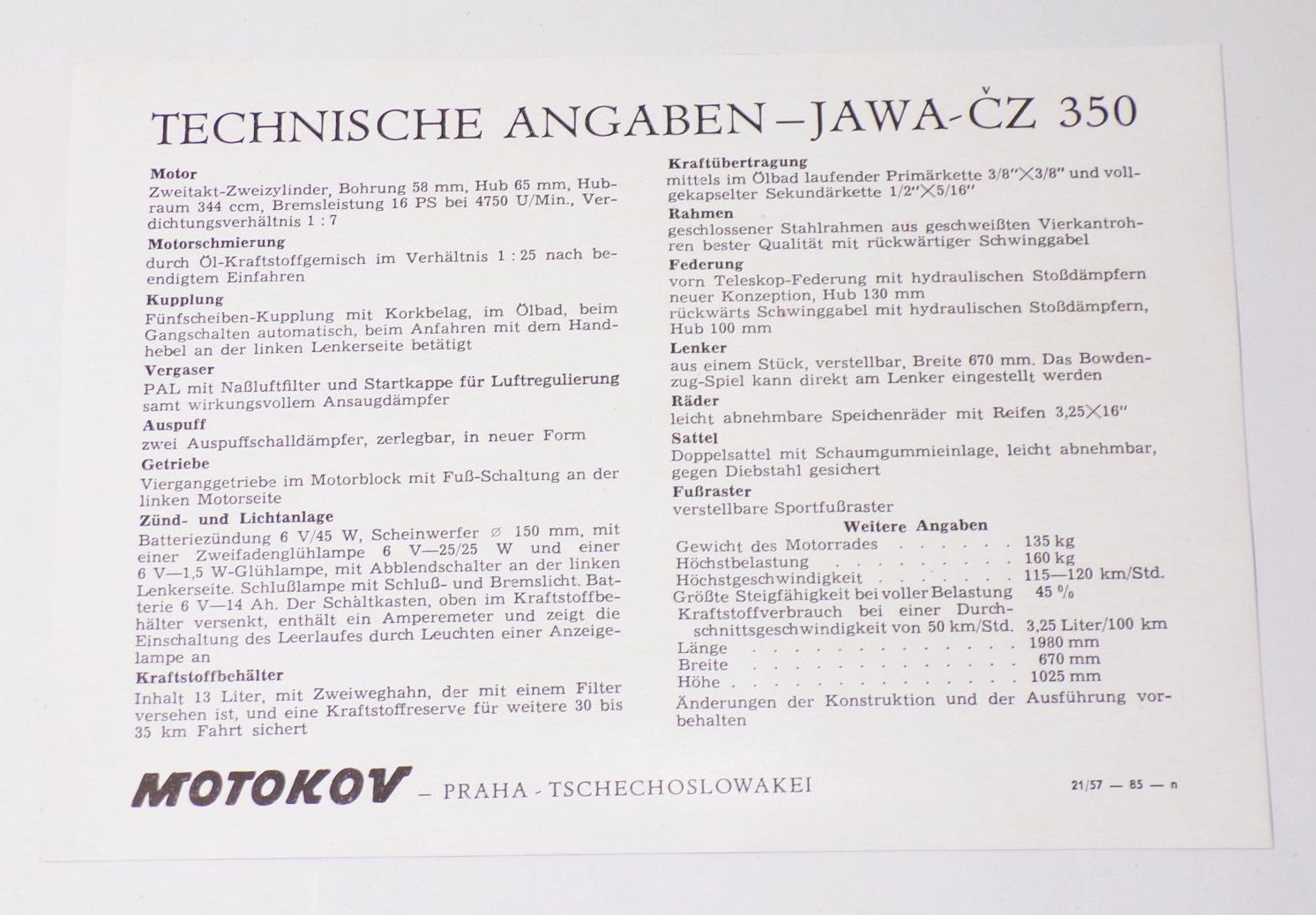 Druck Jawa Das neue Modell 350 Werbung Reklame Blatt Print 1957 