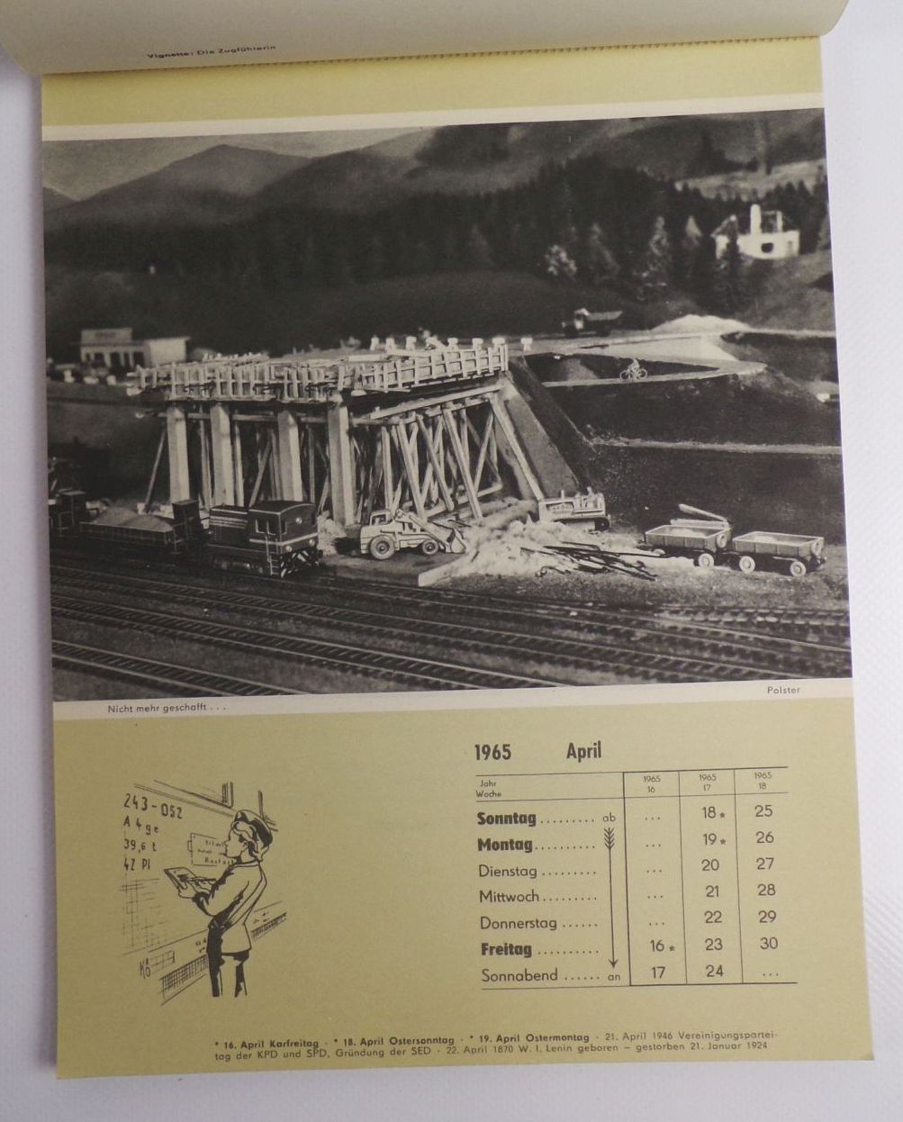 Alter Modelleisenbahn Kalender 1965 klasse Geburtstagsgeschenk 
