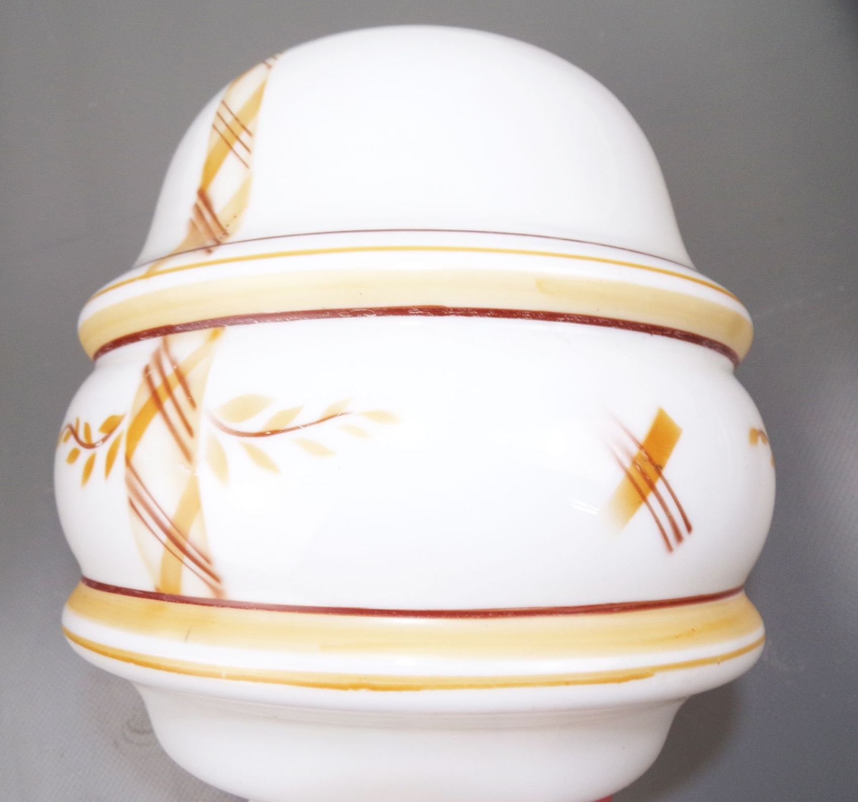 Alter Glas Lampenschirm Ersatzschirm Weiss Braun E27 Glasleuchte Spritzdekor